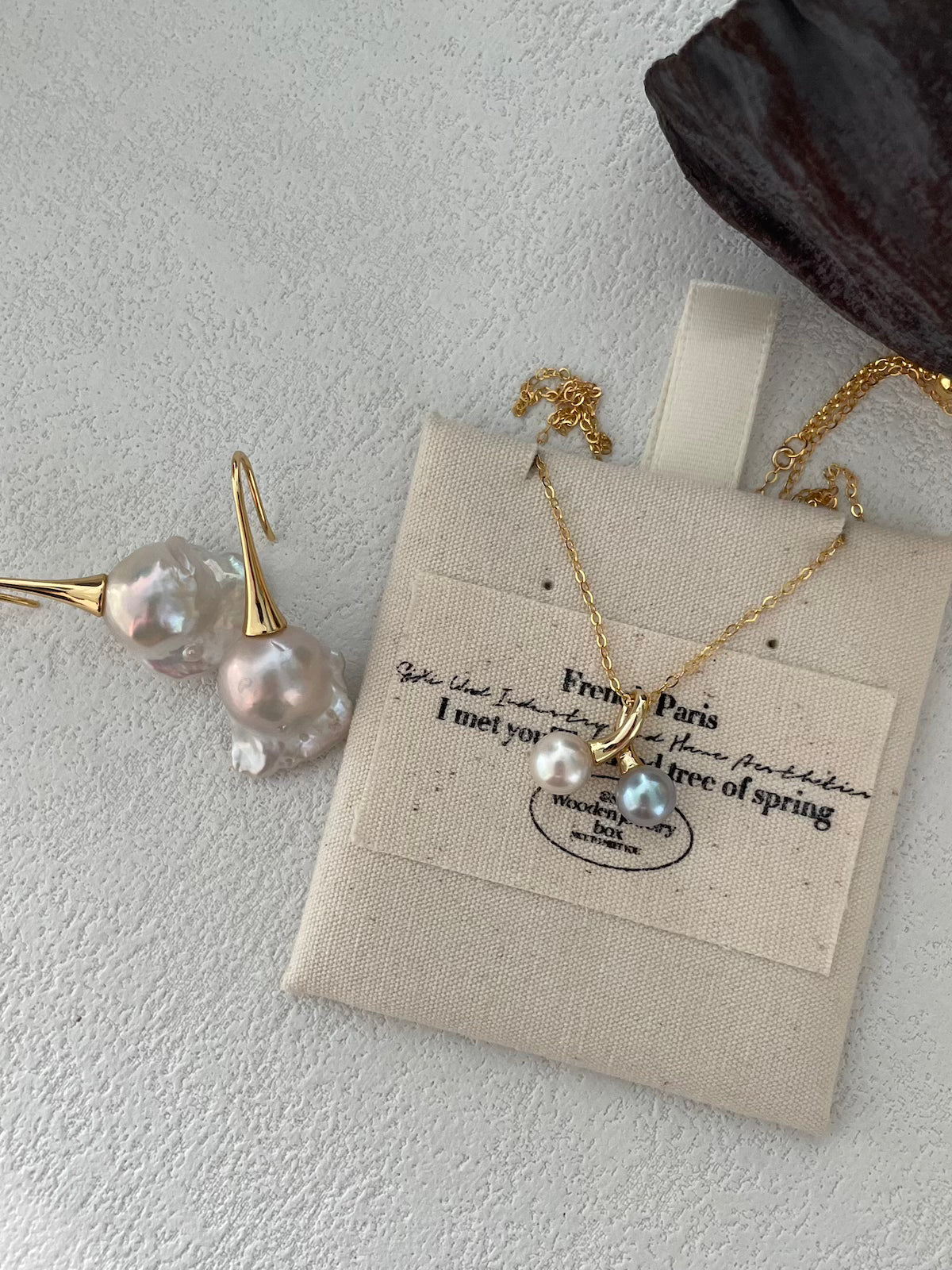 14K Gold Cherry Freshwater and Akoya Pearl Pendant Necklace