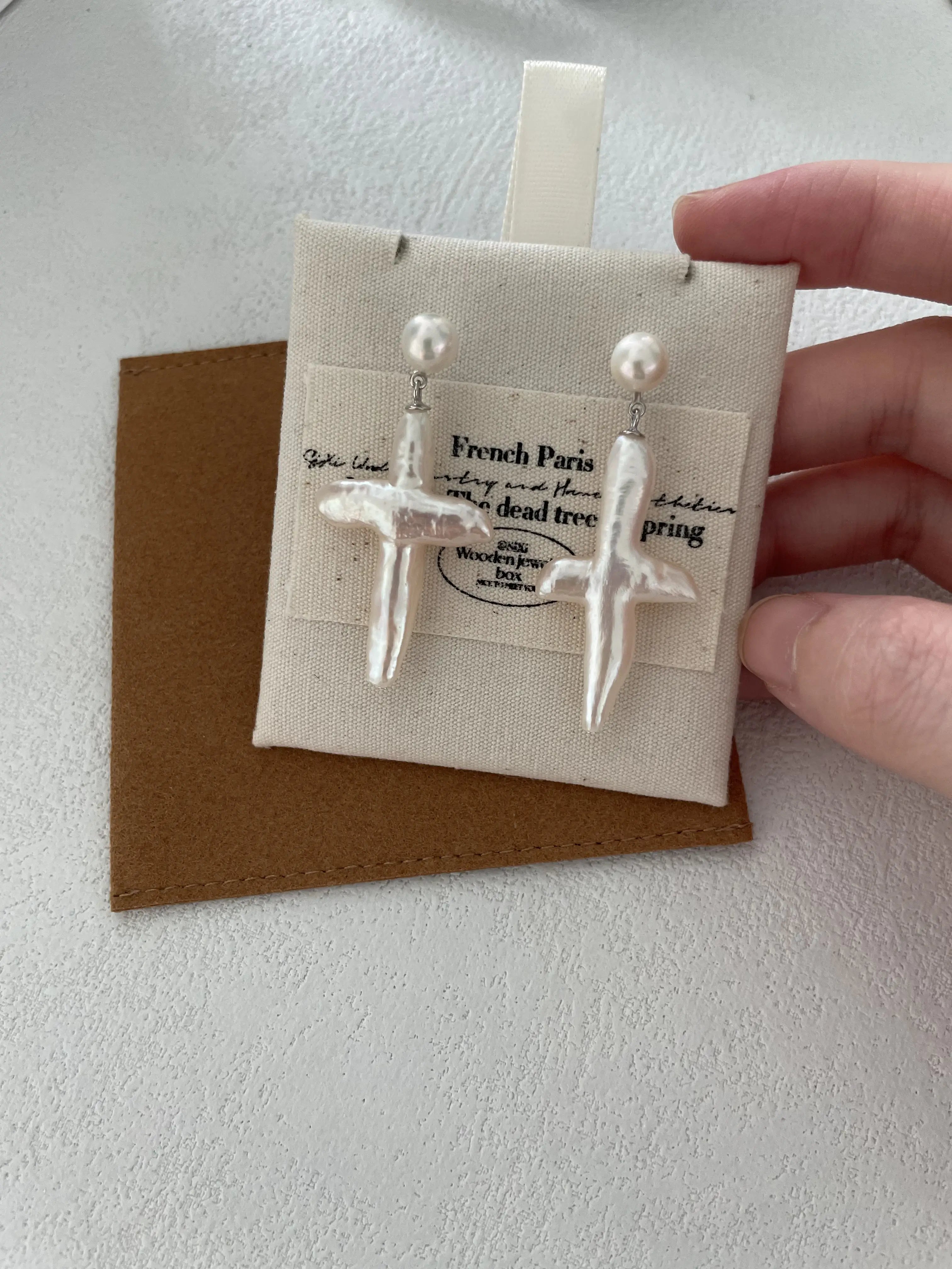 Cross Baroque Pearl Drop Earrings