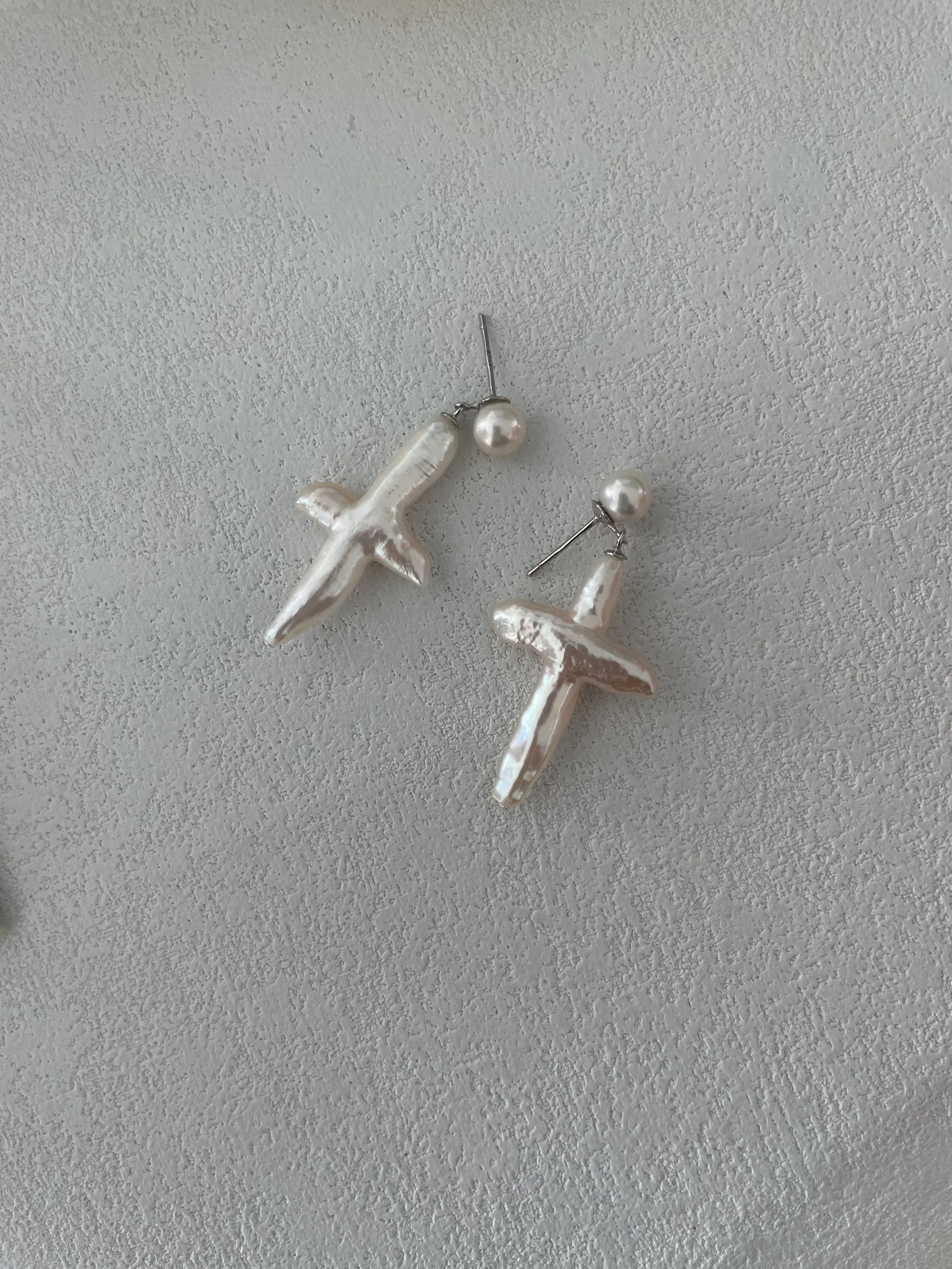Cross Baroque Pearl Drop Earrings