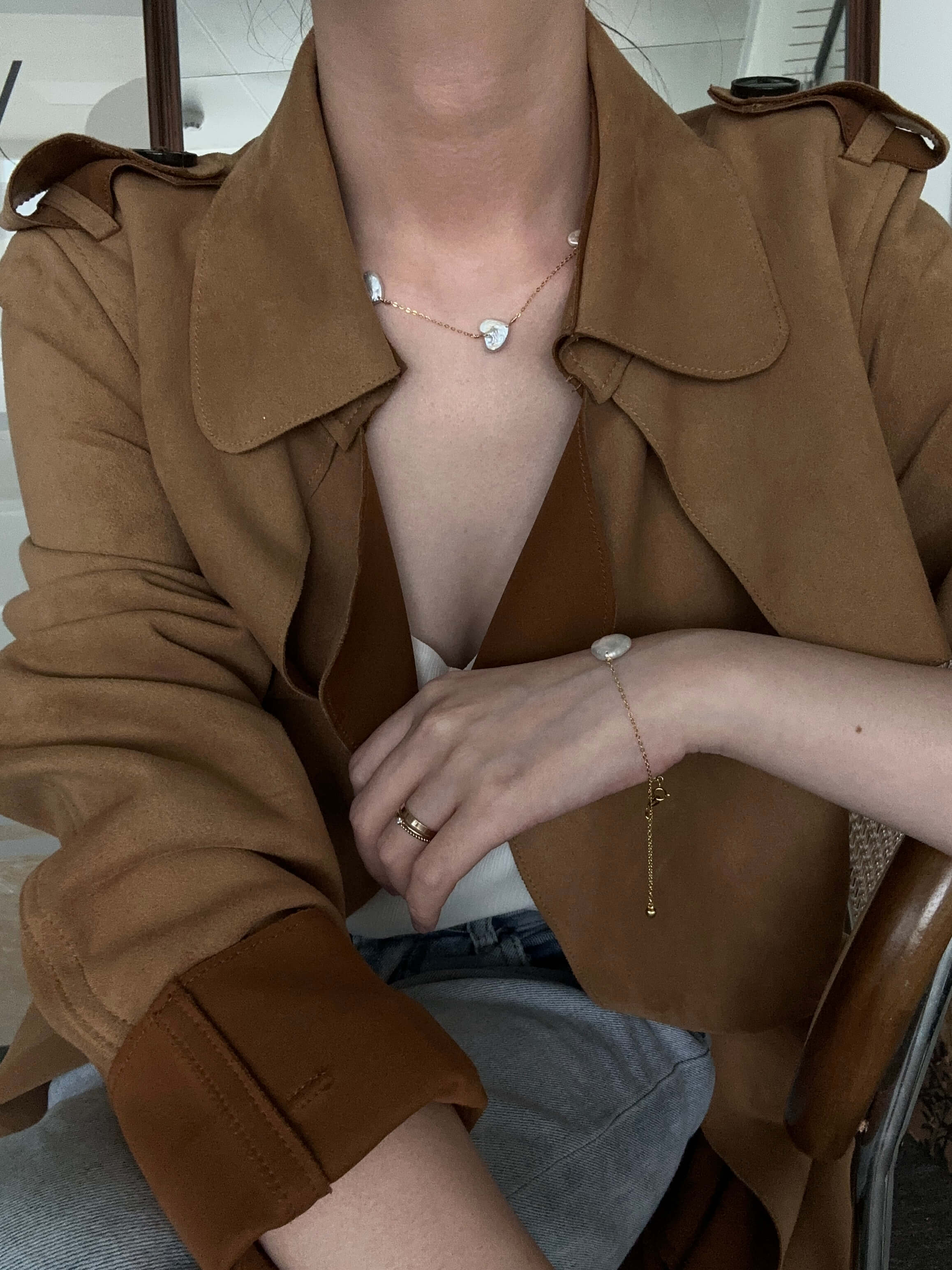 14K Gold Heart Baroque Pearl Necklace