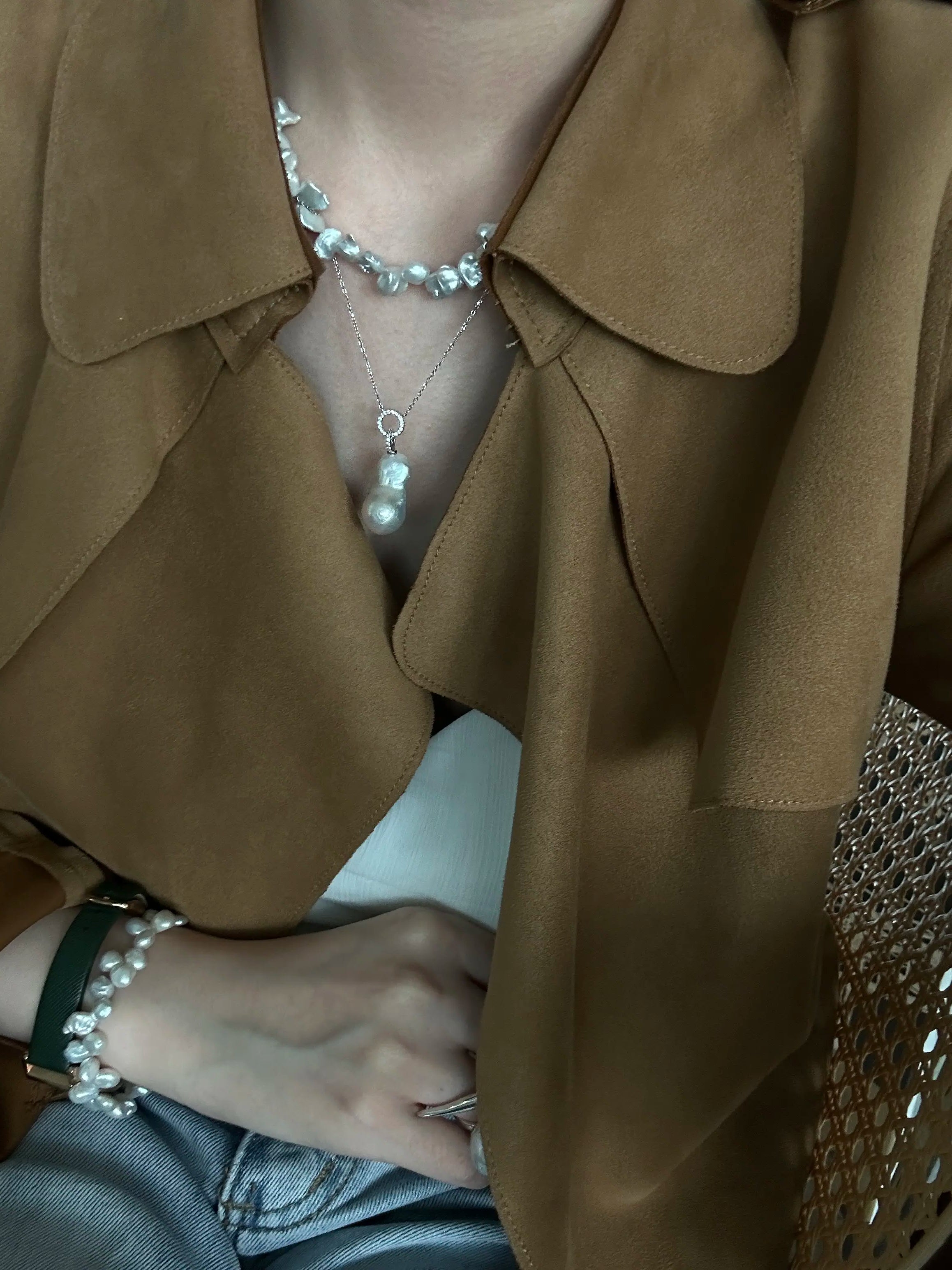 Petal-Shaped Keshi Pearl Necklace