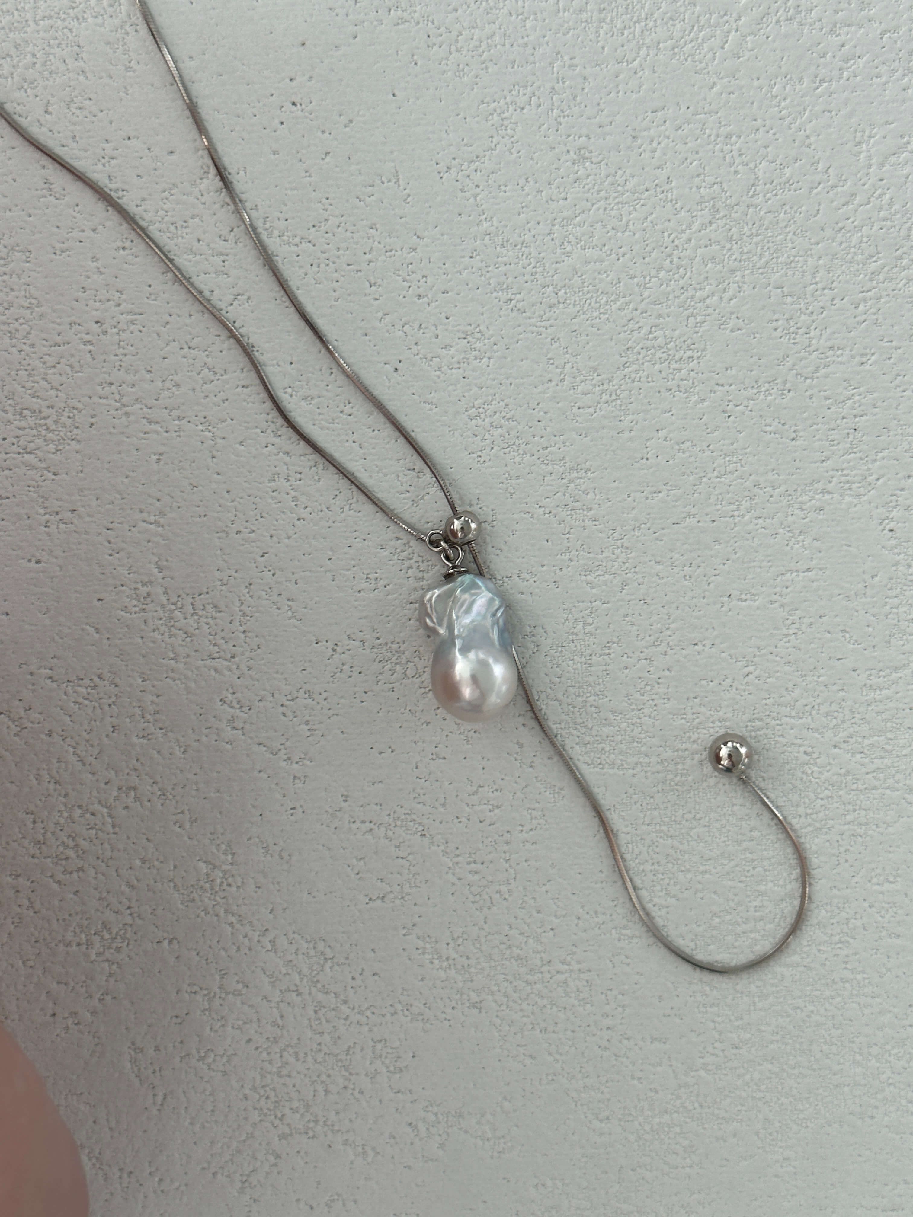 Baroque Pearl Pendant on Adjustable Silver Chain