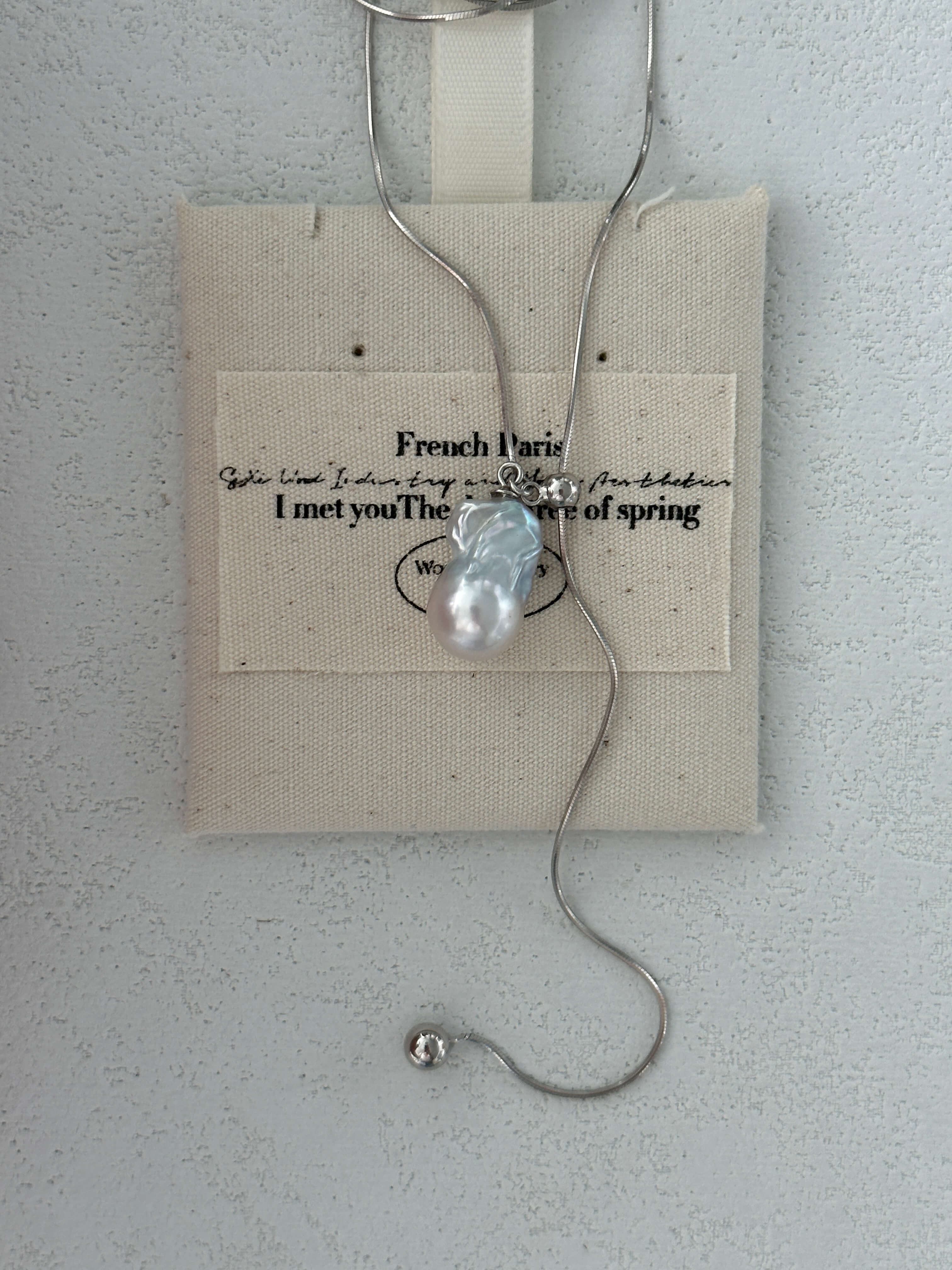 Baroque Pearl Pendant on Adjustable Silver Chain