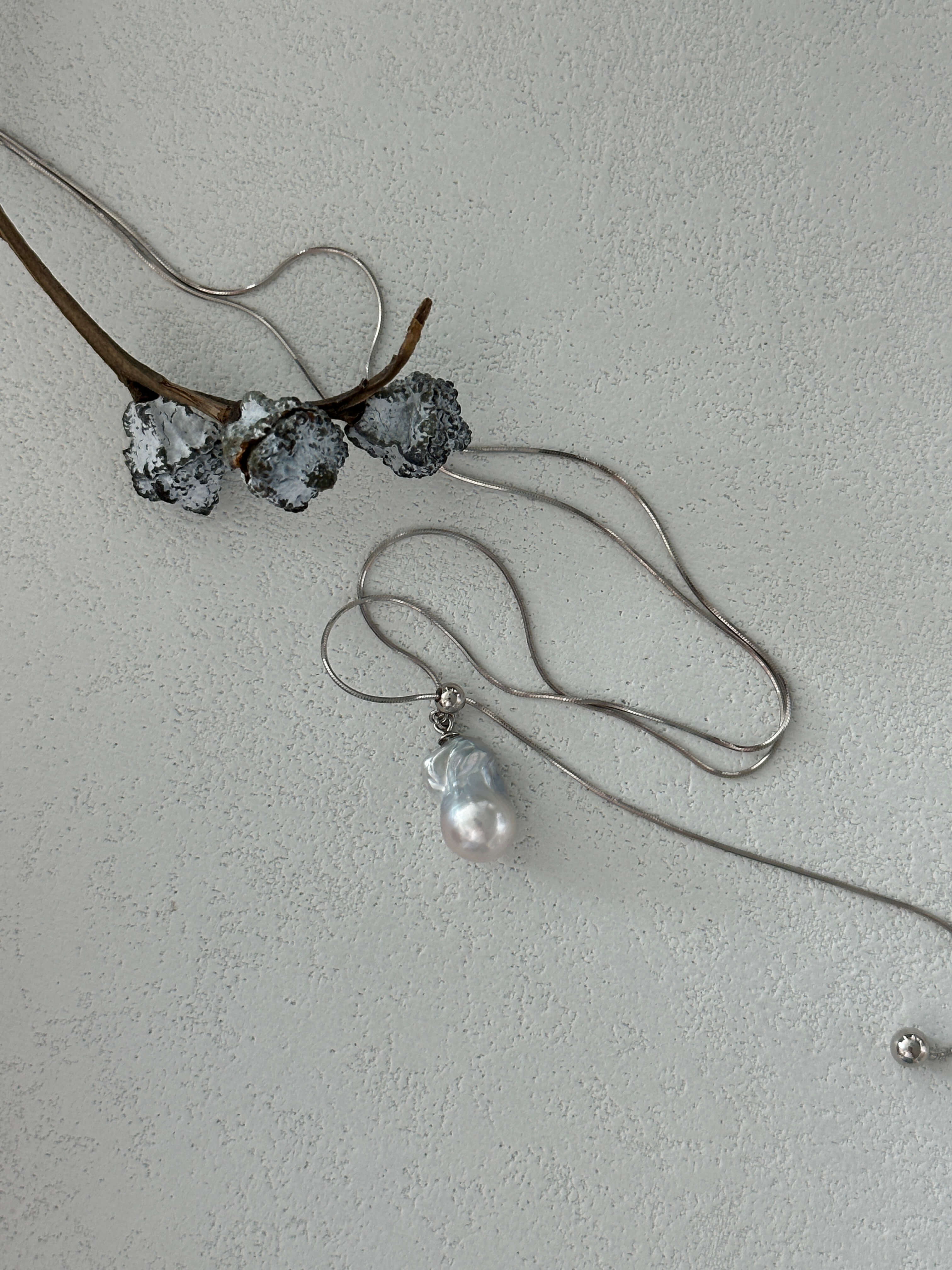 Baroque Pearl Pendant on Adjustable Silver Chain