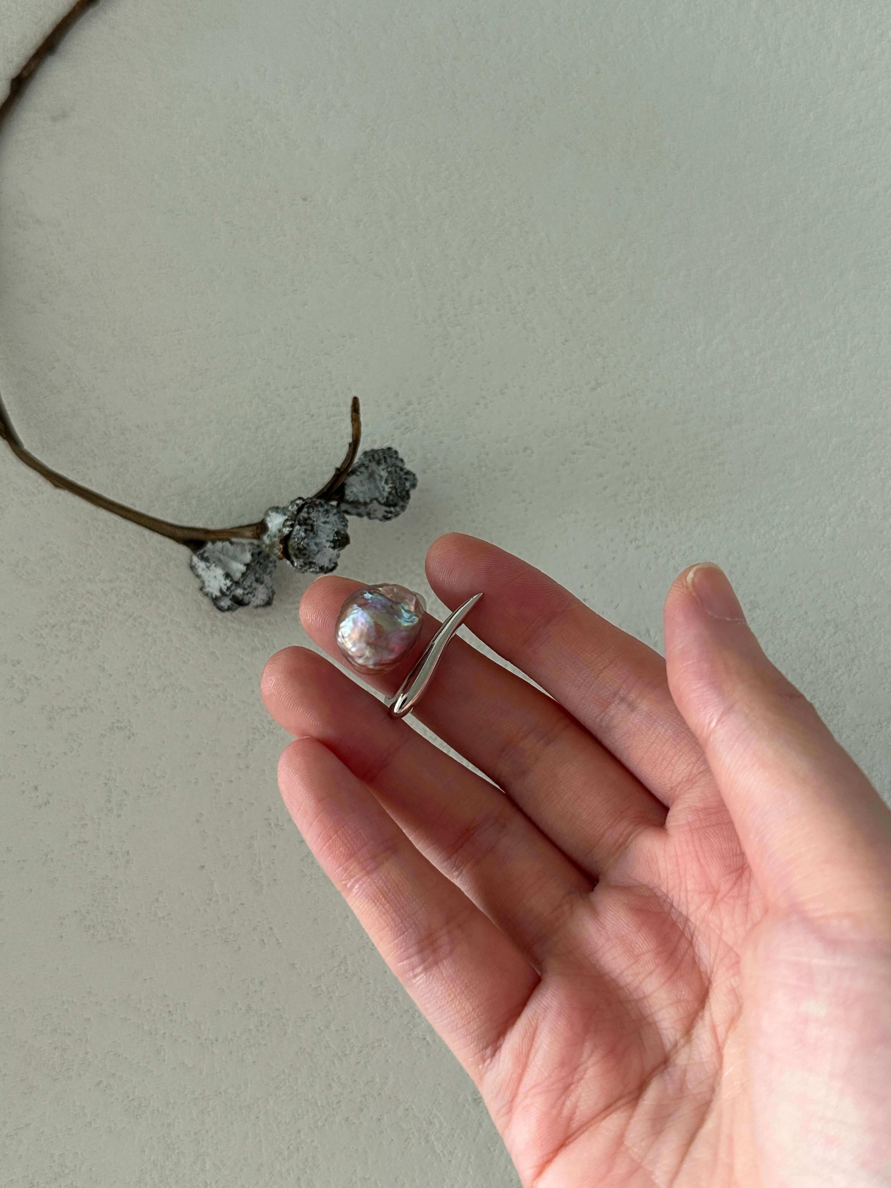 Purple Baroque Pearl Sterling Silver Ring