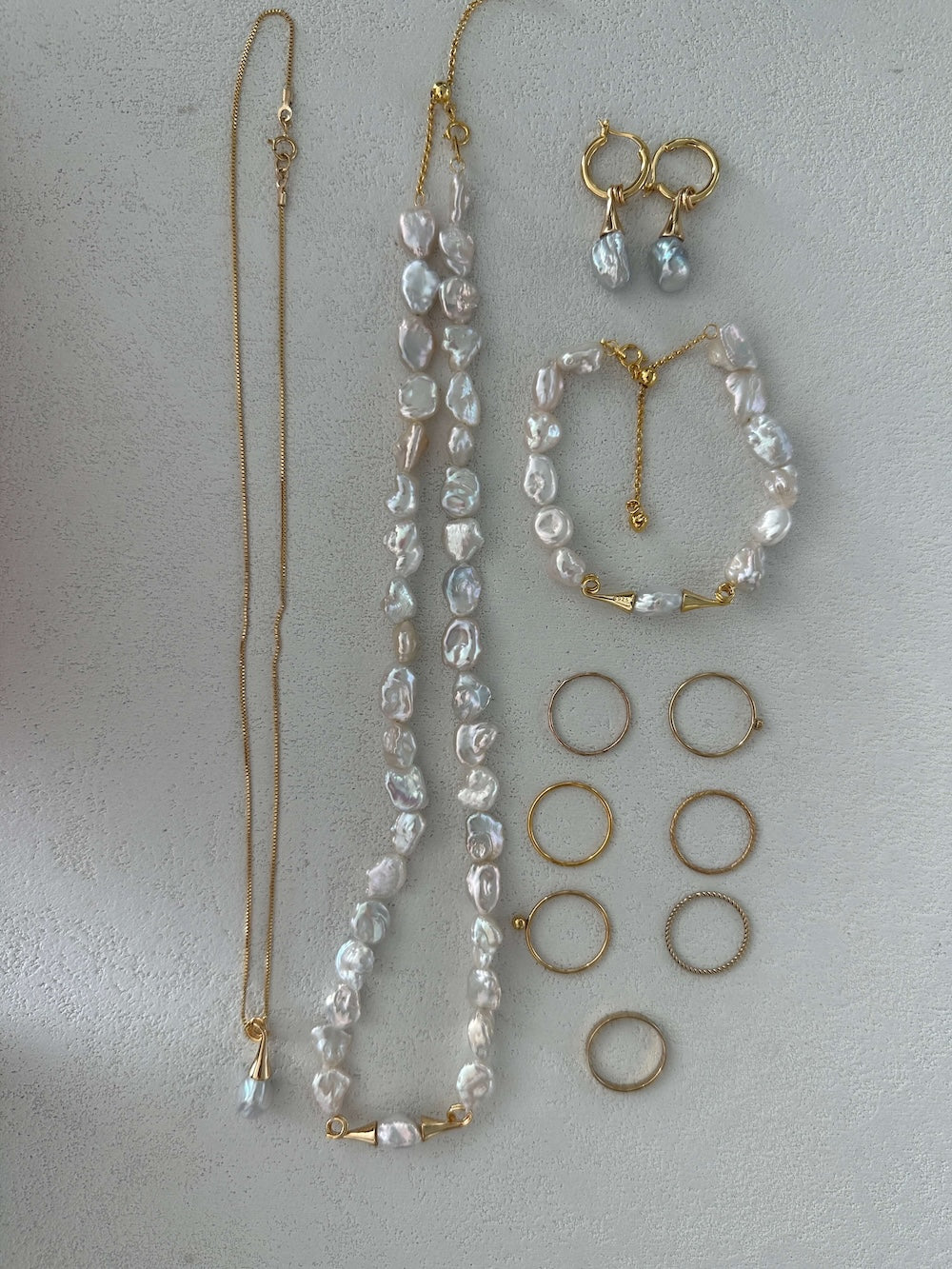 18K Gold Freshwater Keshi Pearl Strand Necklace