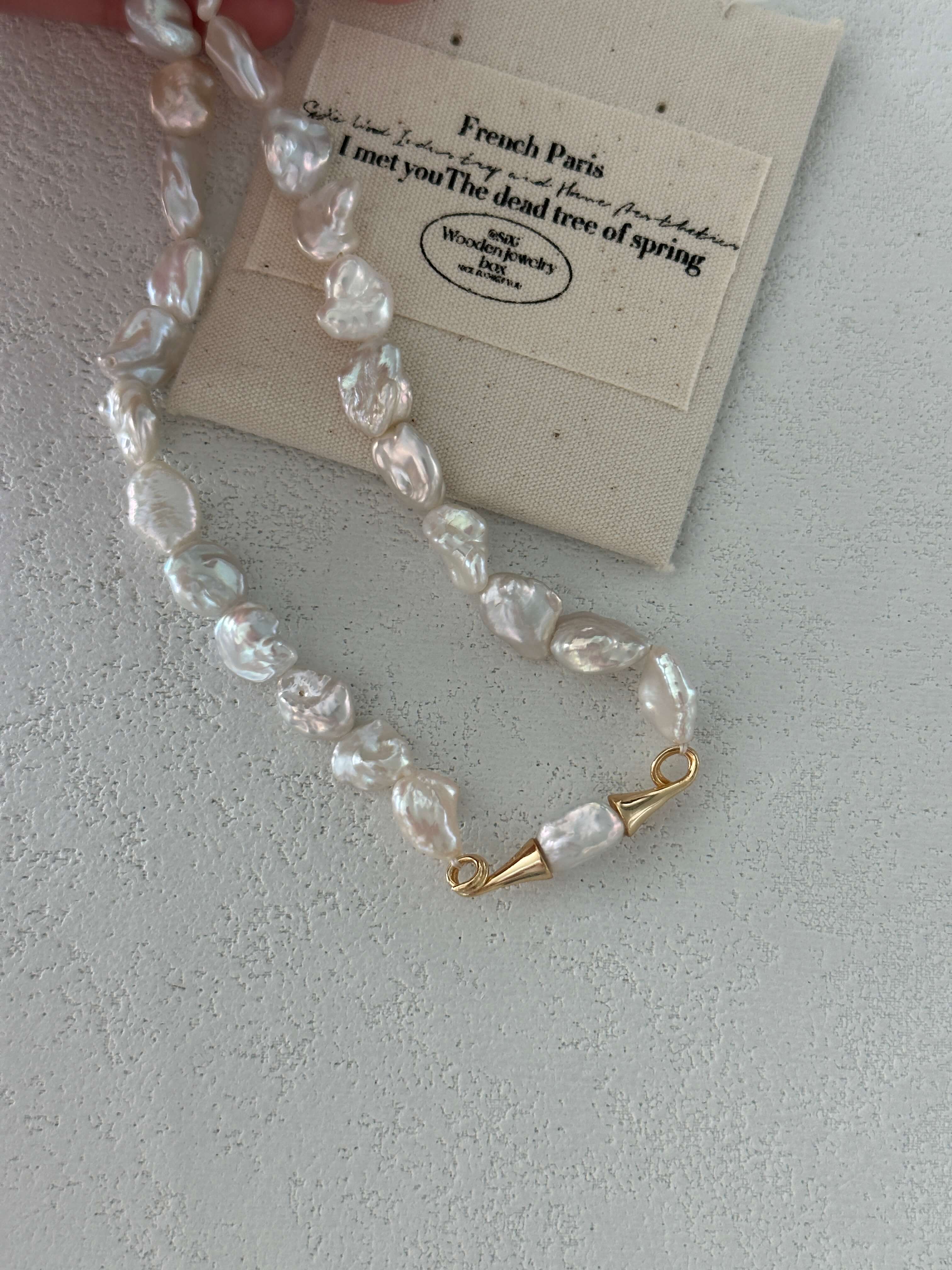 18K Gold Freshwater Keshi Pearl Strand Necklace