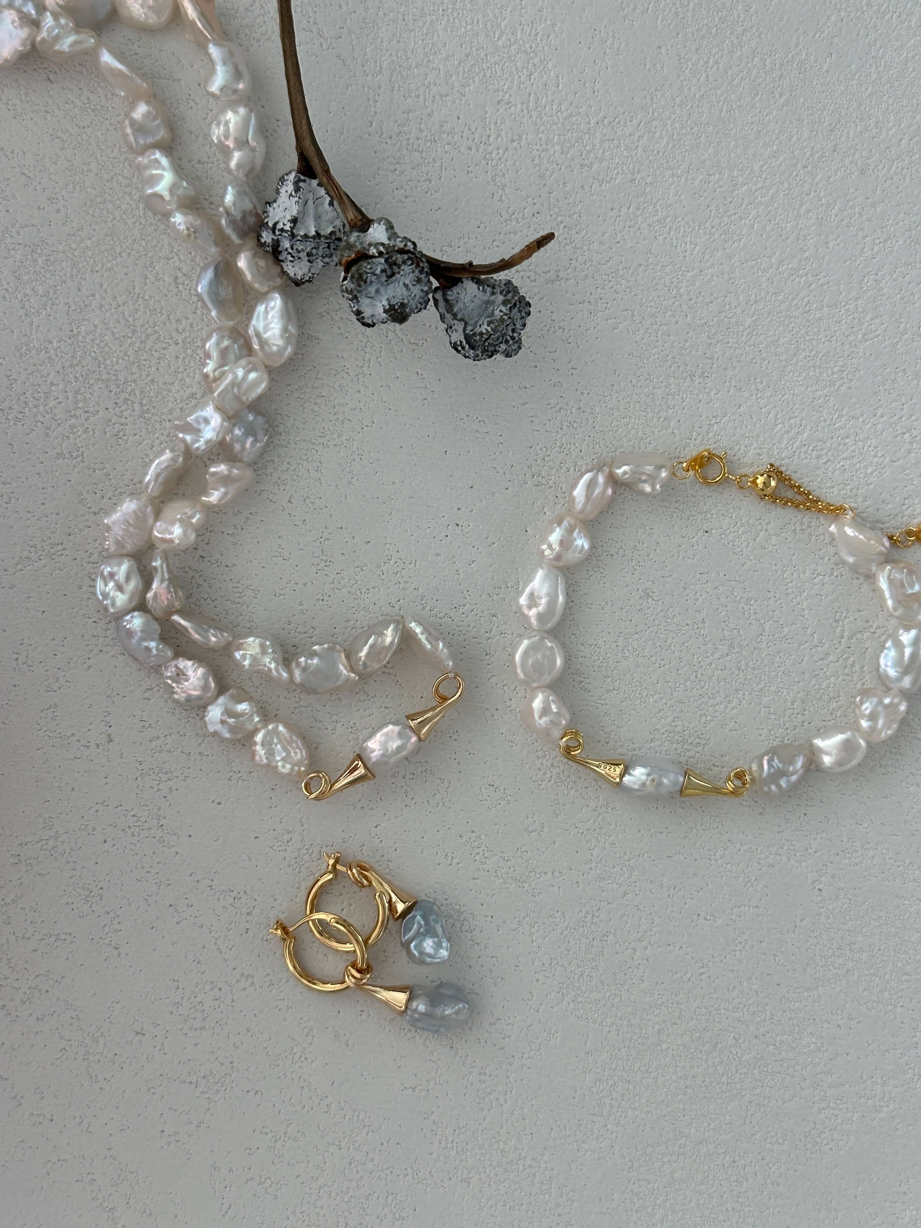 18K Gold Freshwater Keshi Pearl Strand Necklace