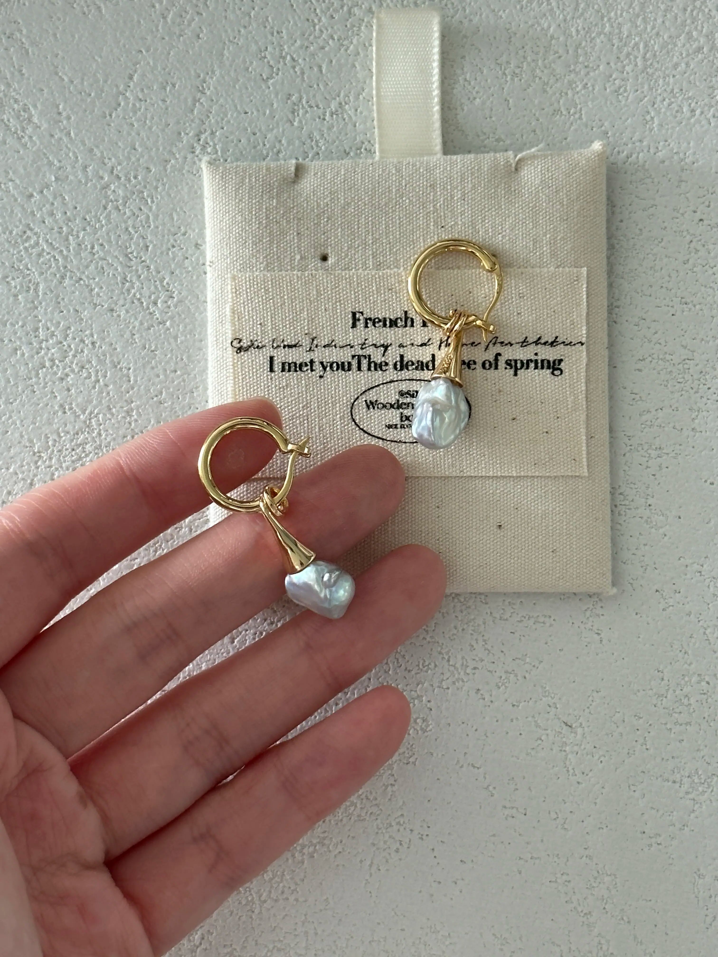 18K Gray Irregular Baroque Pearl Drop Earrings