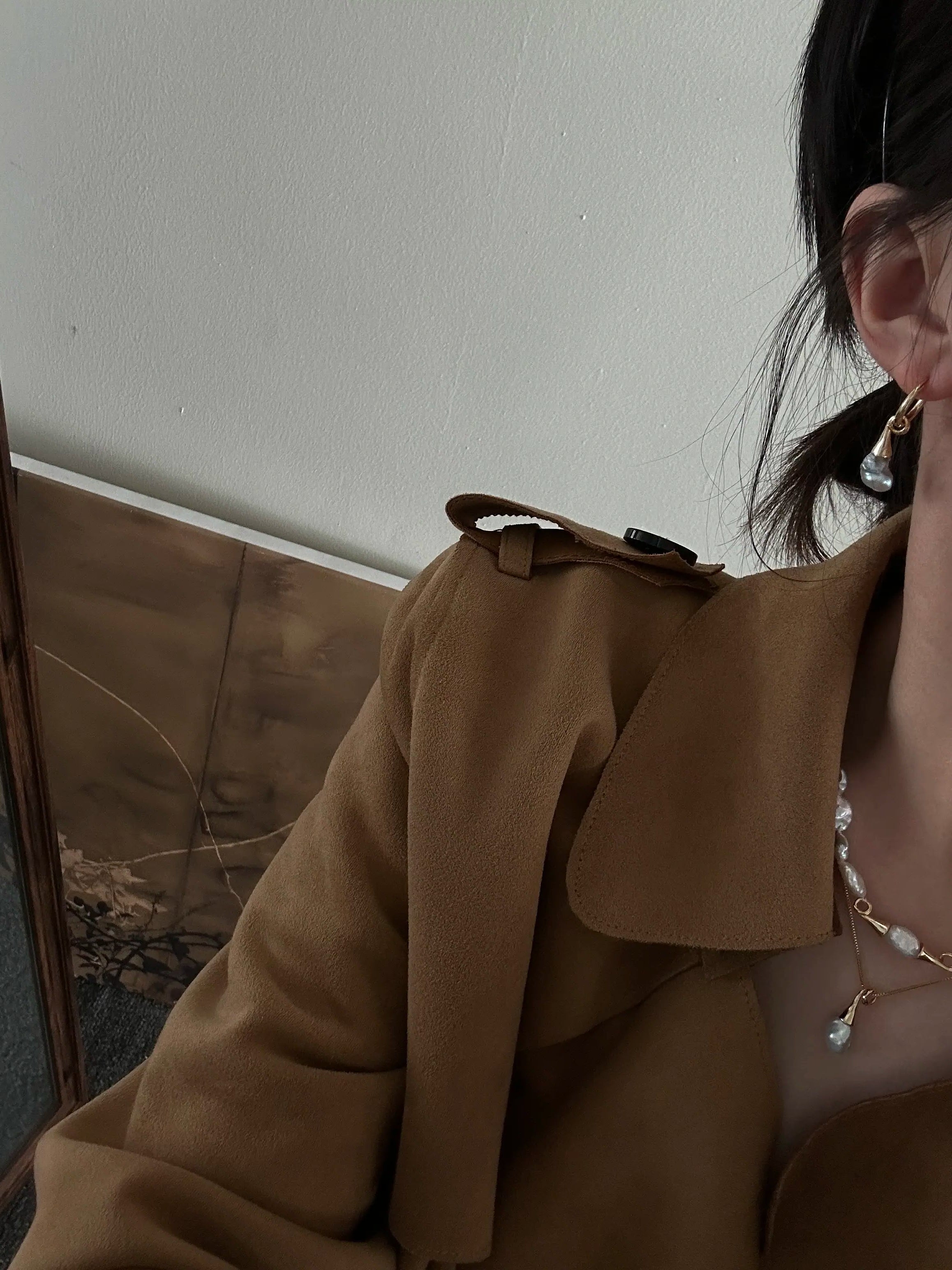 18K Gray Irregular Baroque Pearl Drop Earrings