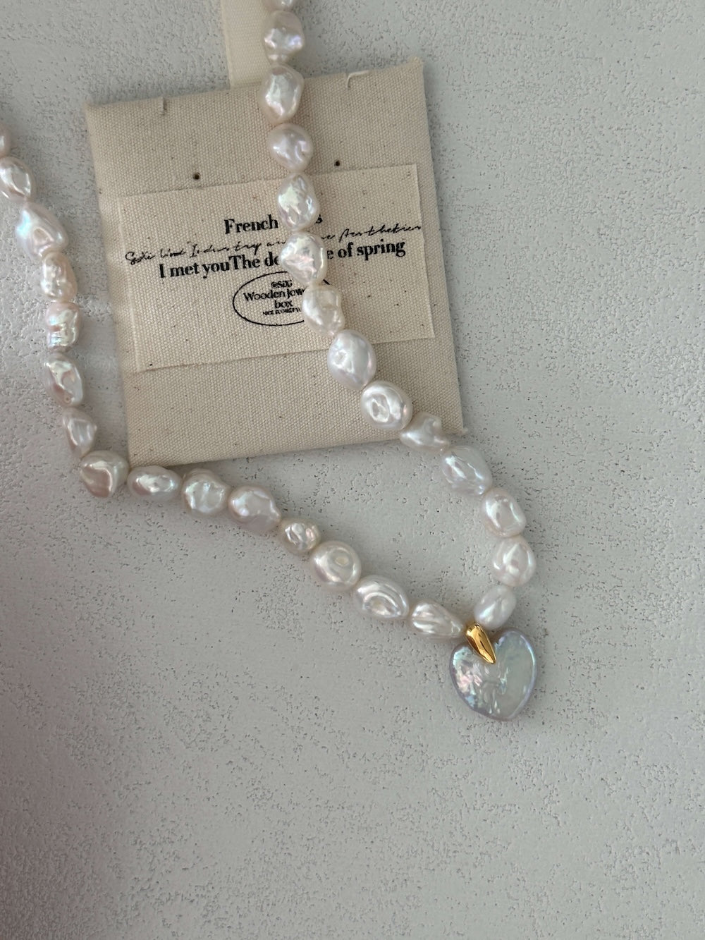 Heart Baroque Pearl Pendant with Keshi Pearl Strand Necklace