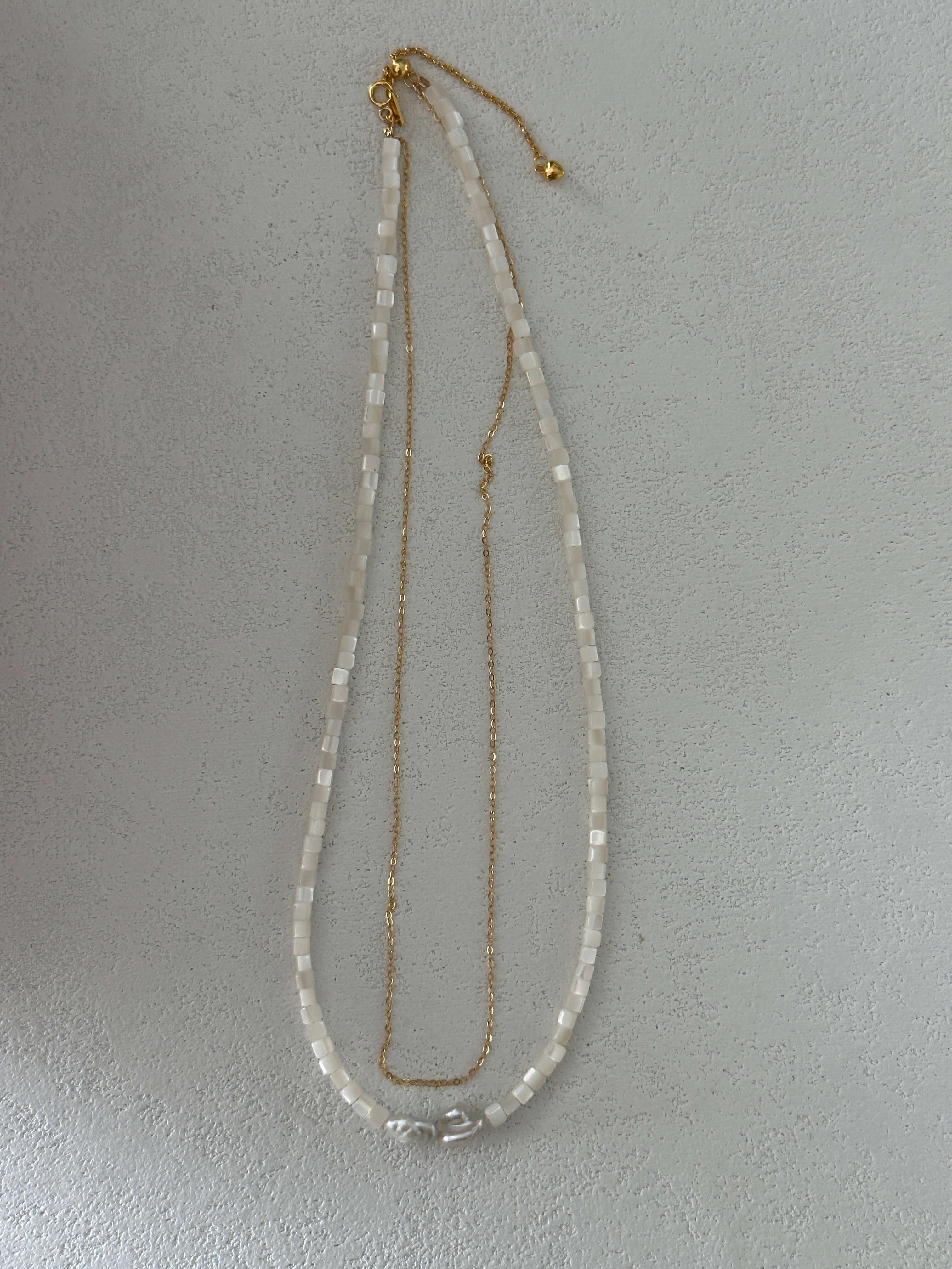Double-Layer Shell and Freshwater Pearl Necklace