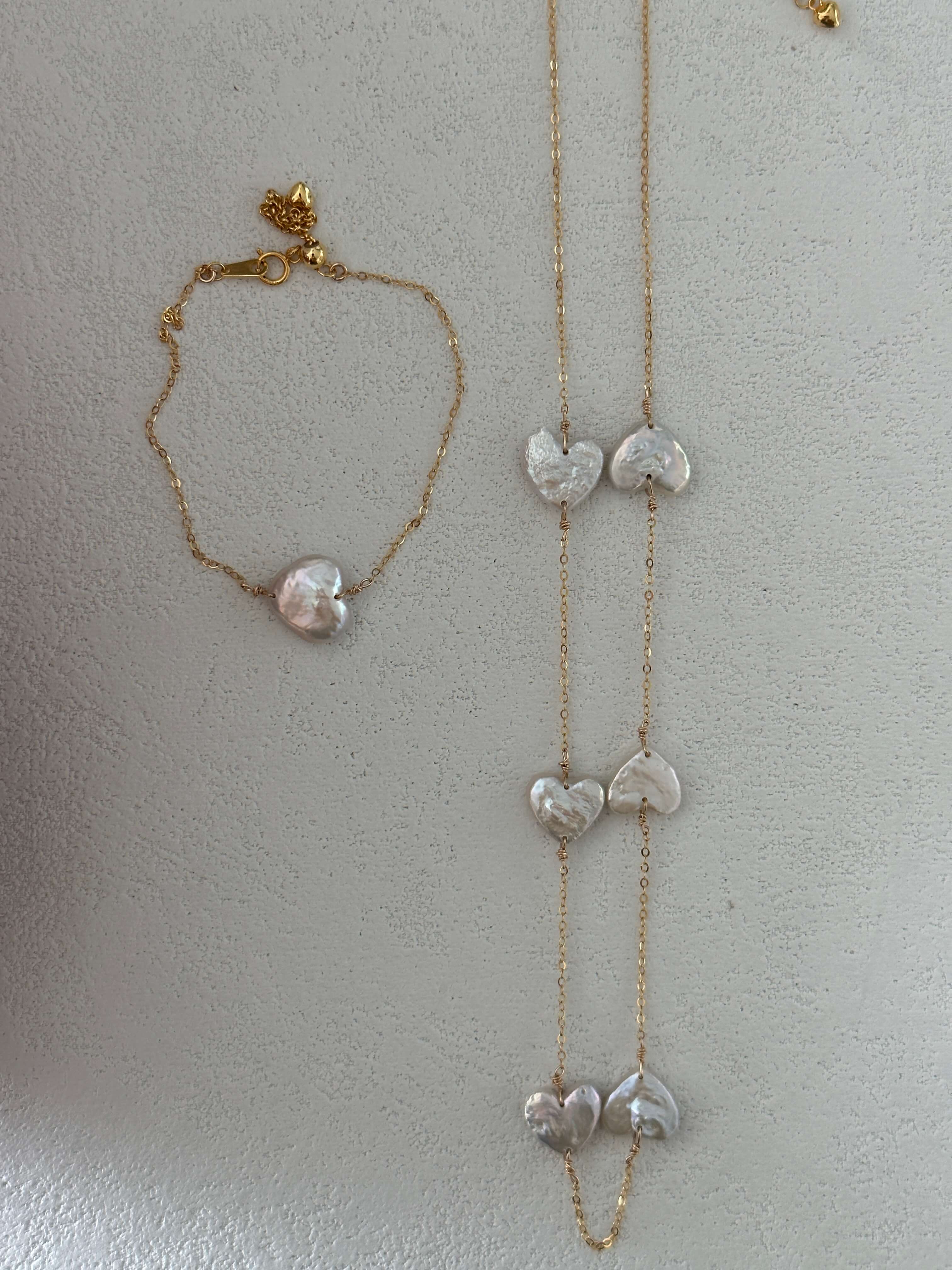 14K Gold Heart Baroque Pearl Necklace