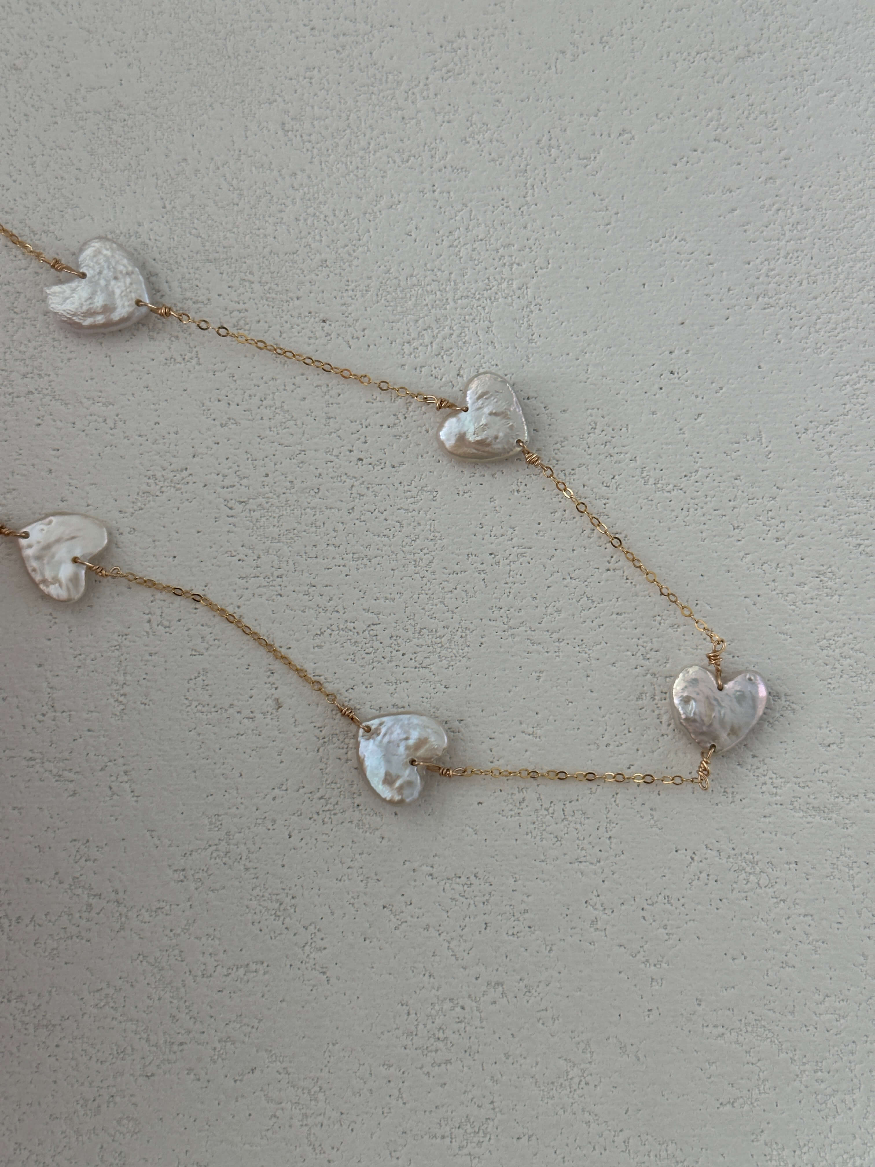 14K Gold Heart Baroque Pearl Necklace