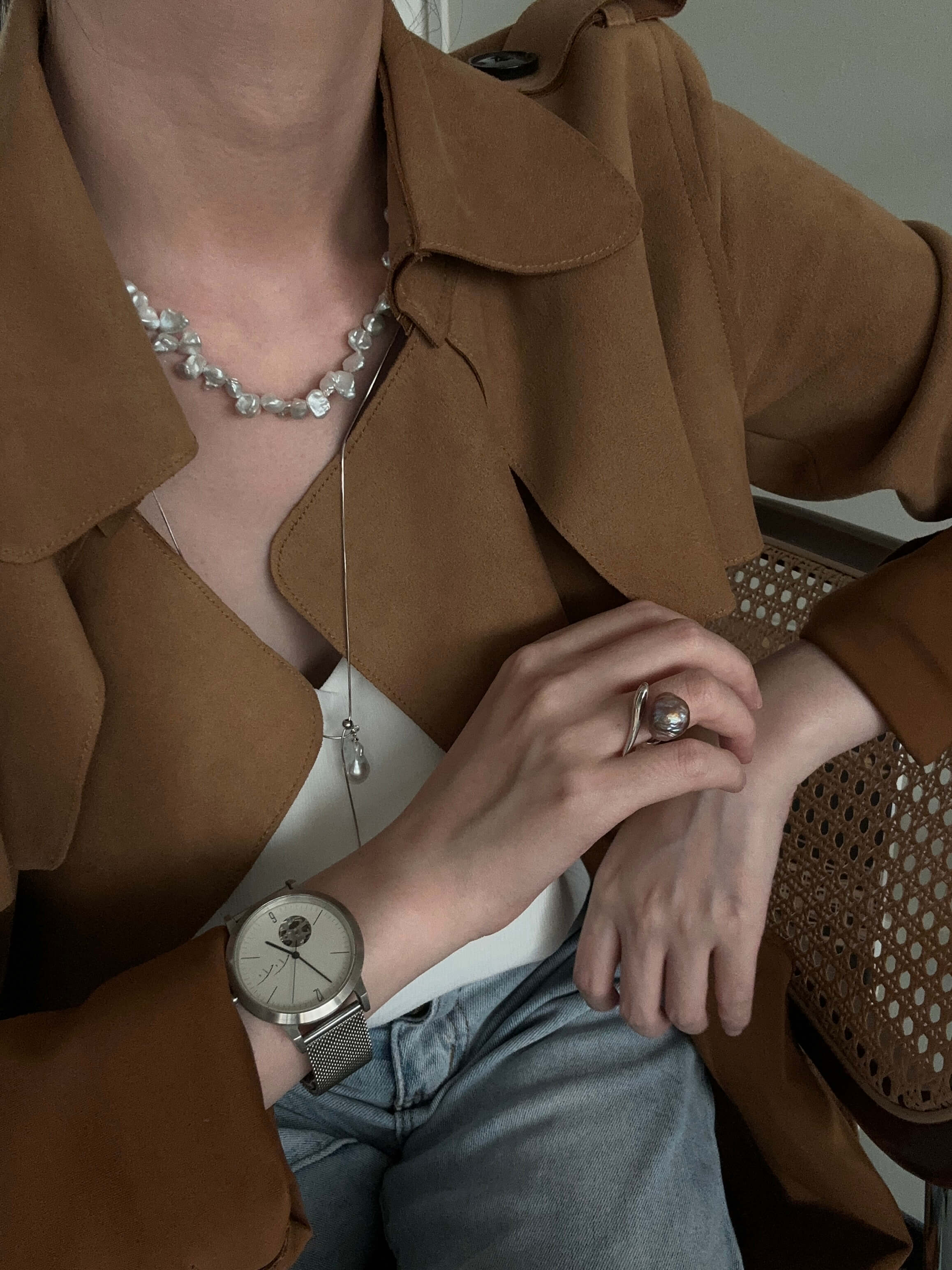 Baroque Pearl Pendant on Adjustable Silver Chain