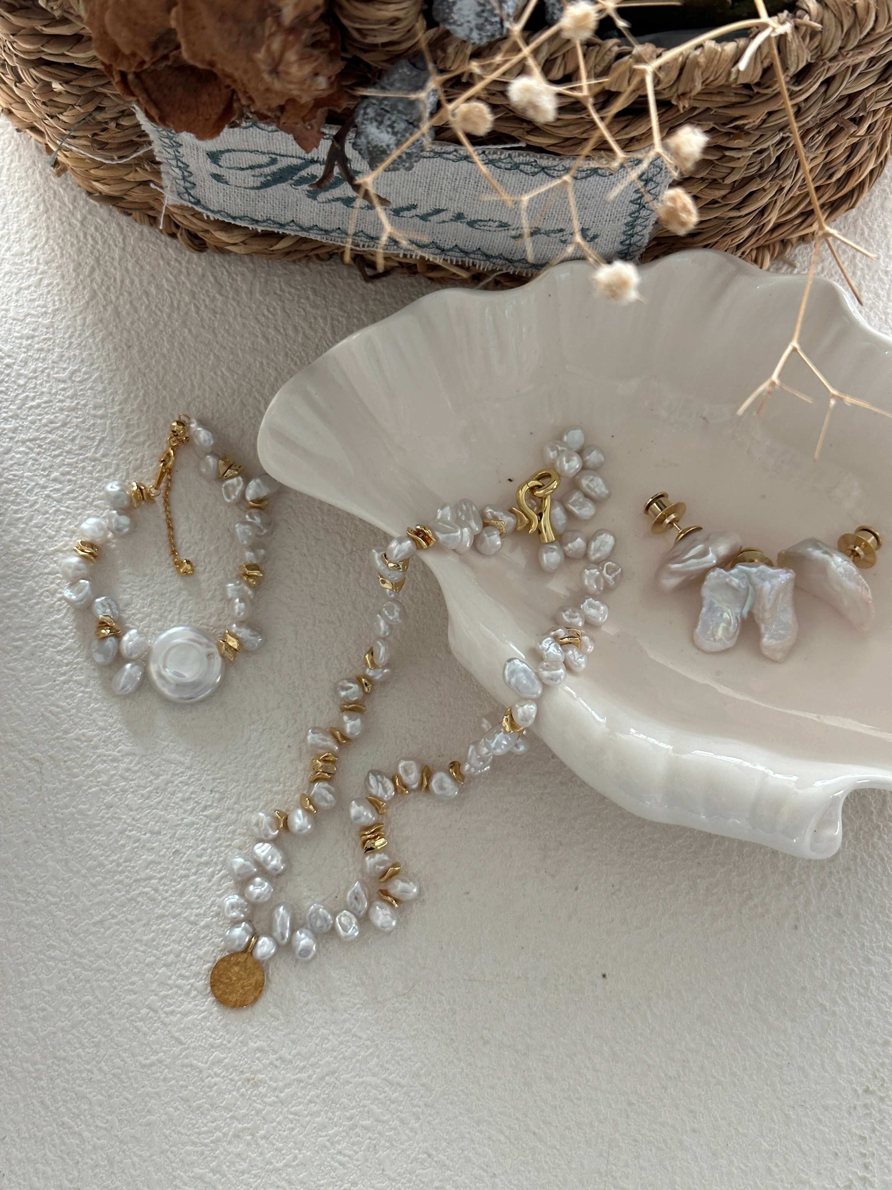 18K Gold Keshi Pearl Necklace