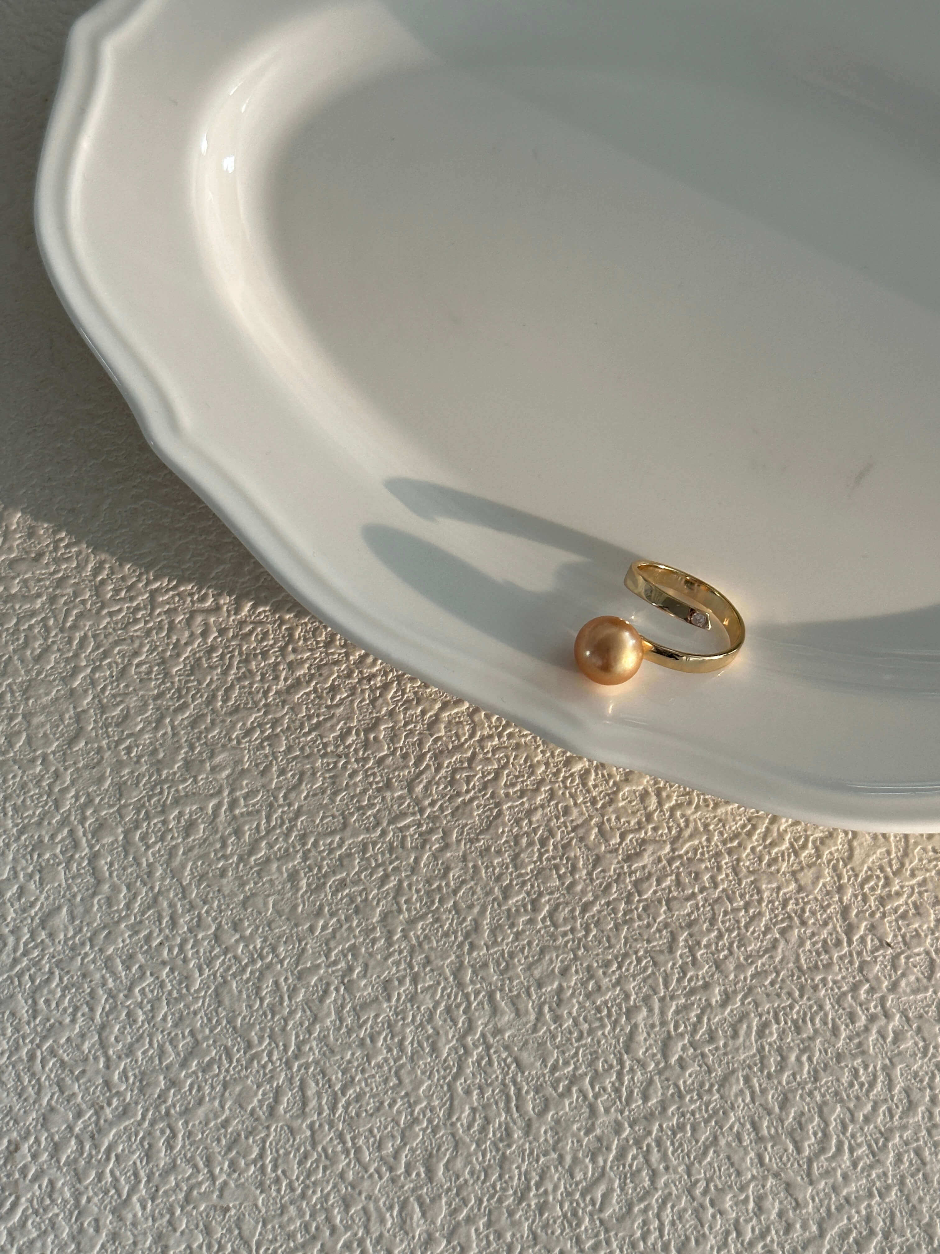 18K Gold Golden Freshwater Pearl Ring