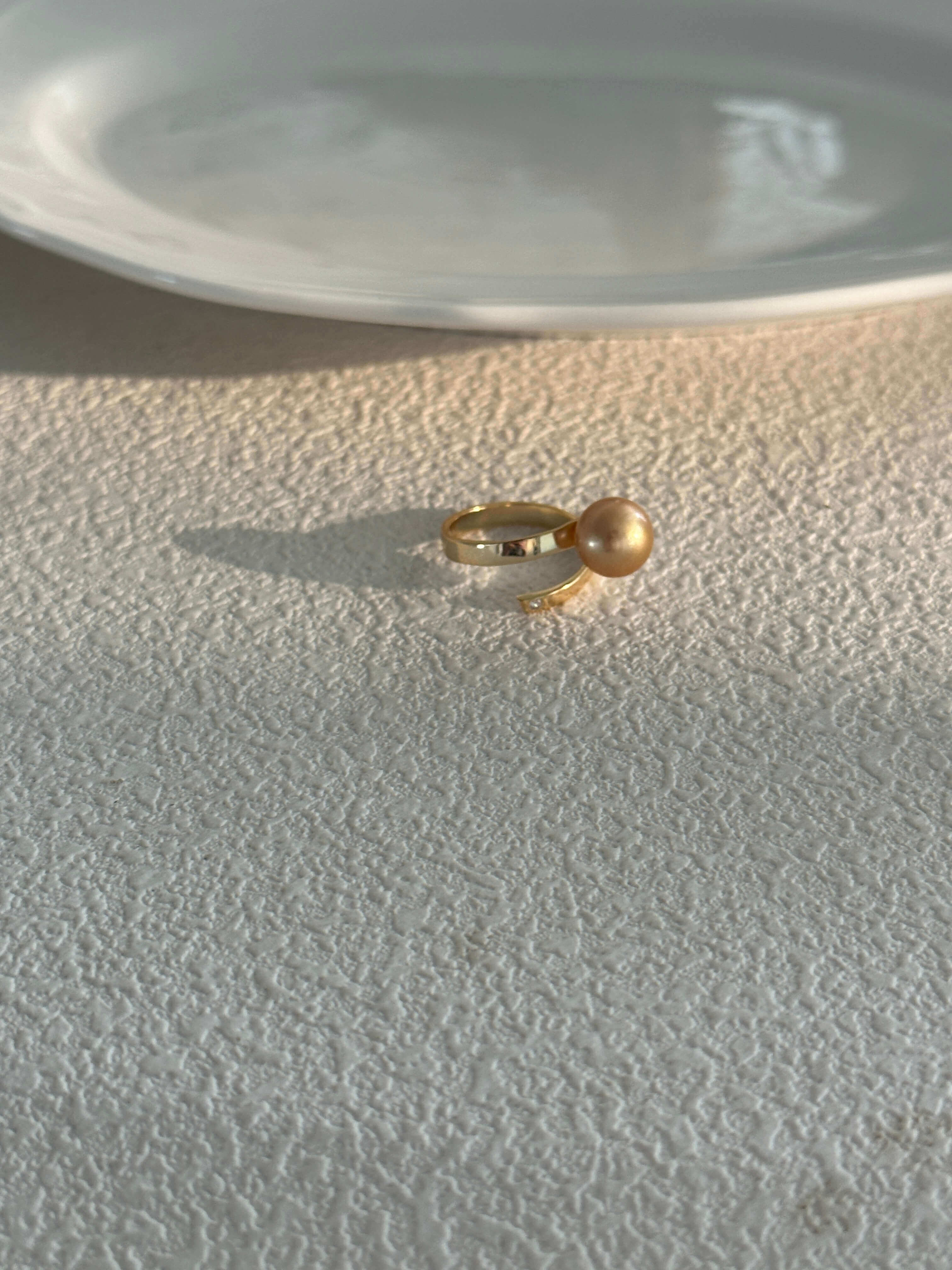 18K Gold Golden Freshwater Pearl Ring
