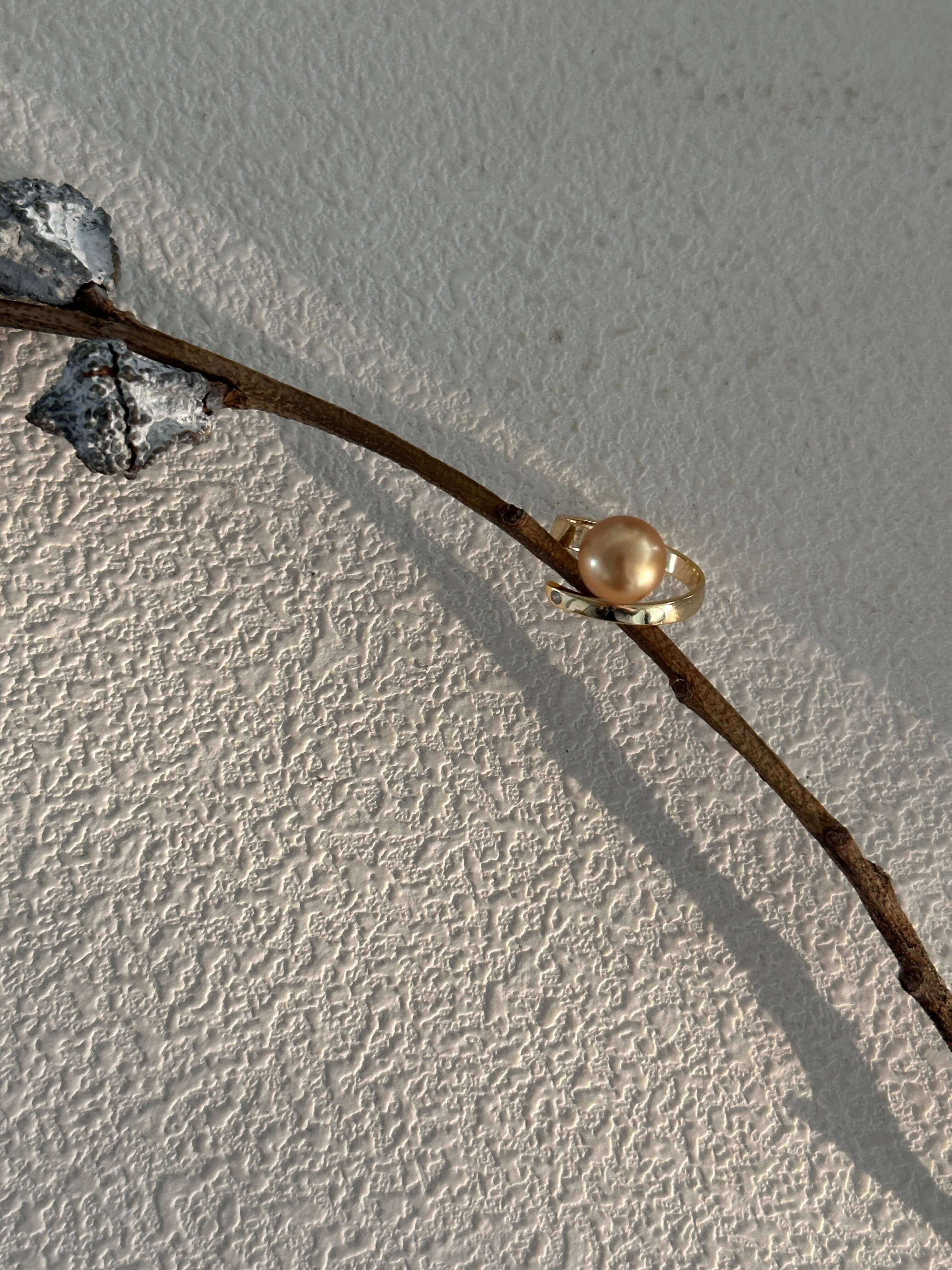 18K Gold Golden Freshwater Pearl Ring