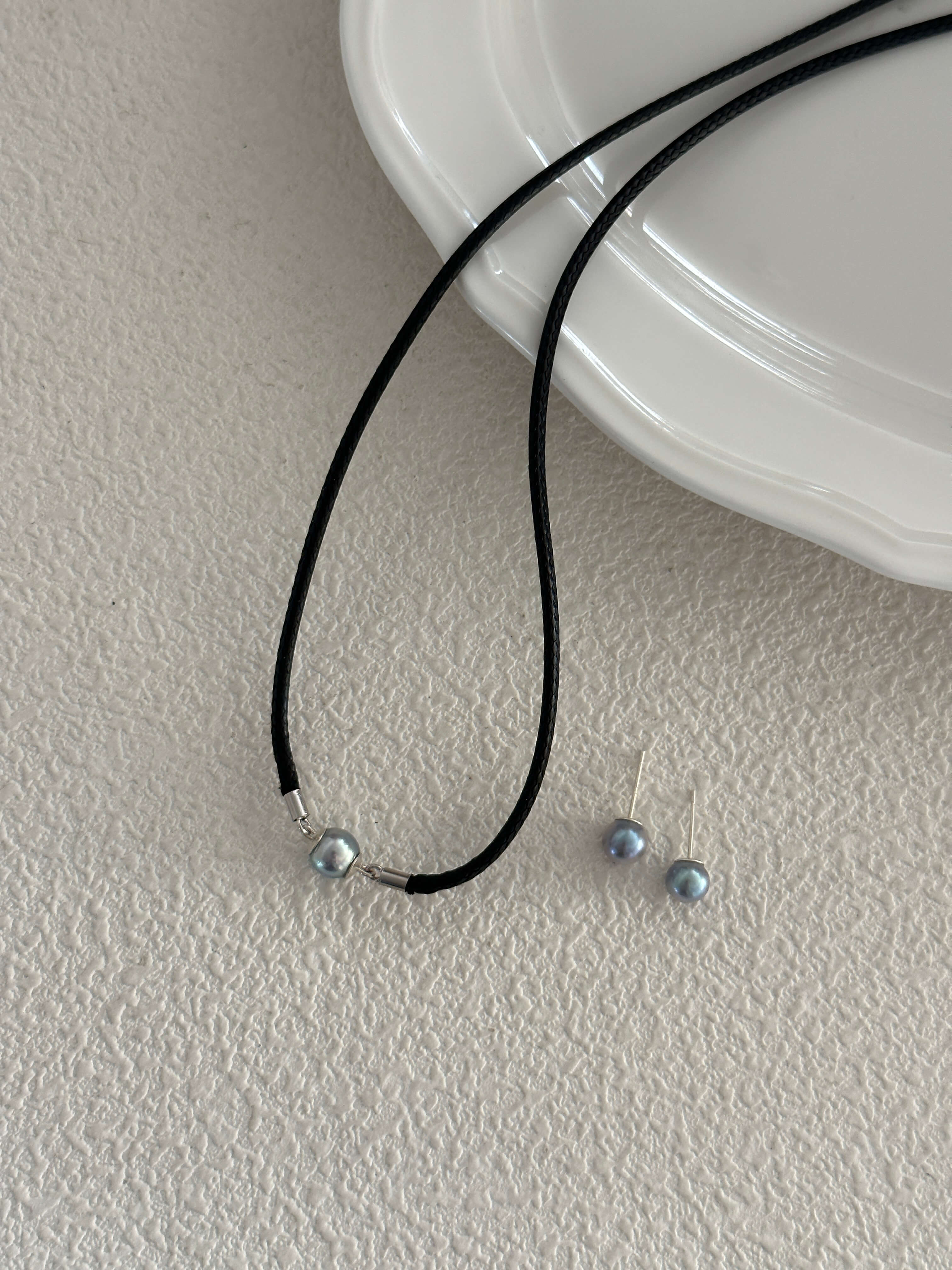 Akoya Pearl Pendant on Black Cord Necklace