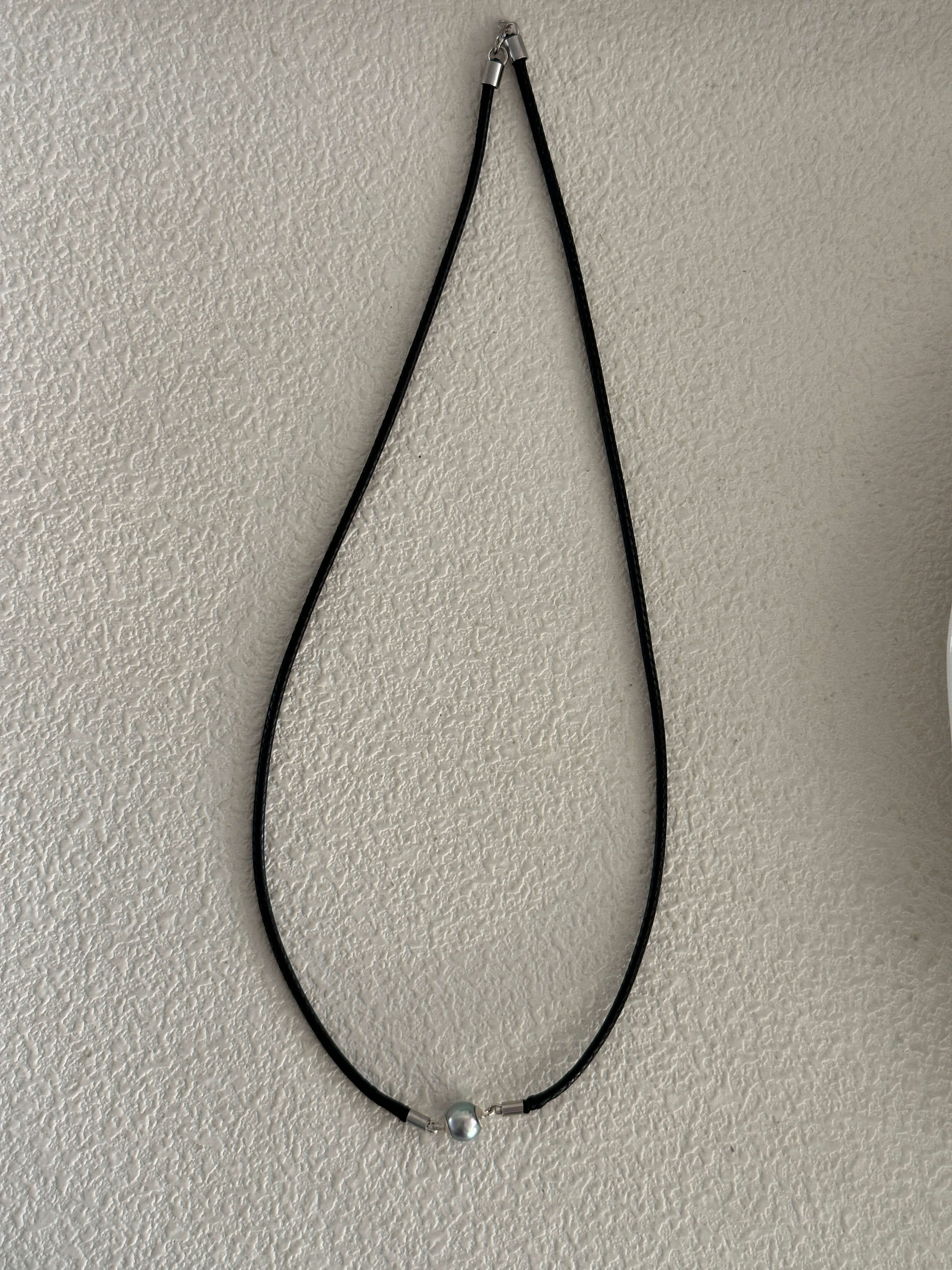 Akoya Pearl Pendant on Black Cord Necklace