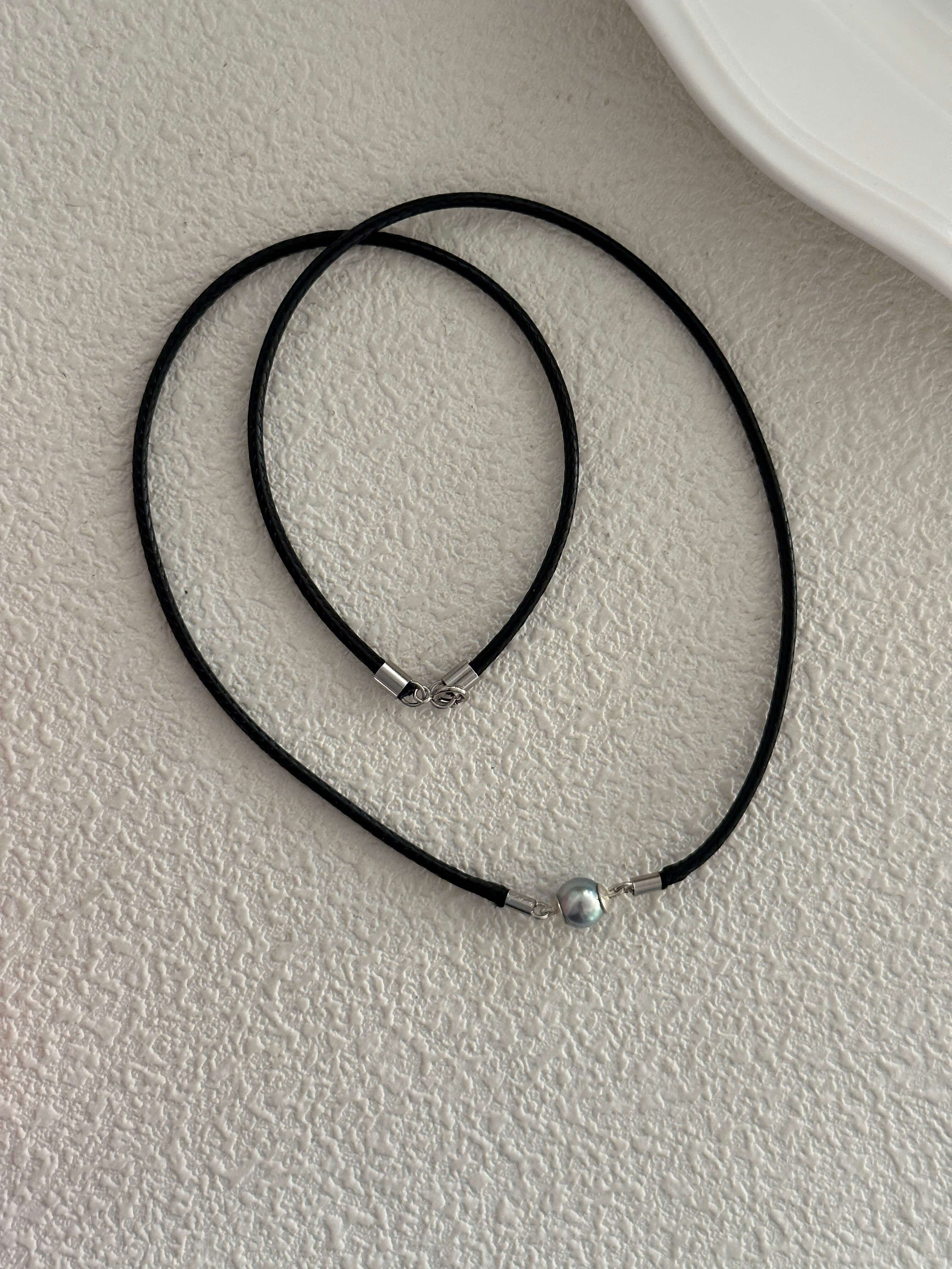 Akoya Pearl Pendant on Black Cord Necklace
