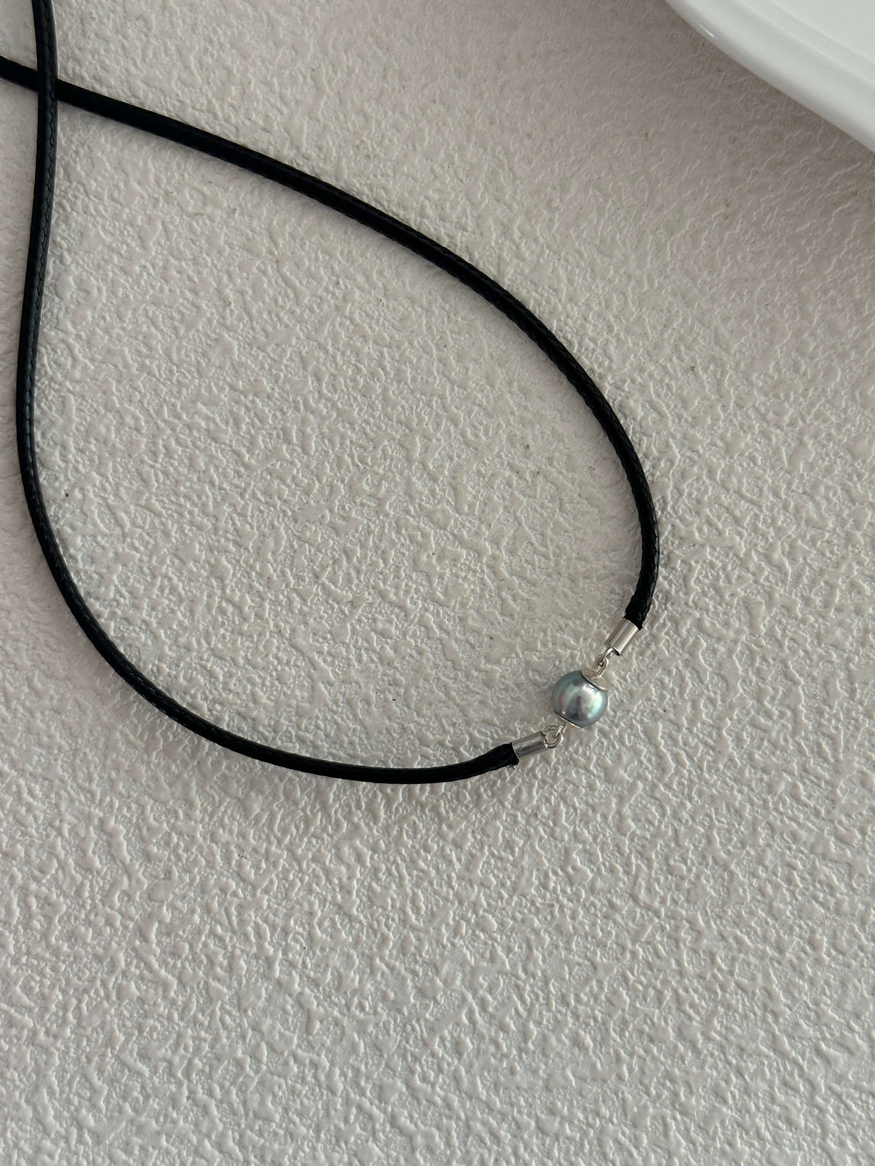 Akoya Pearl Pendant on Black Cord Necklace