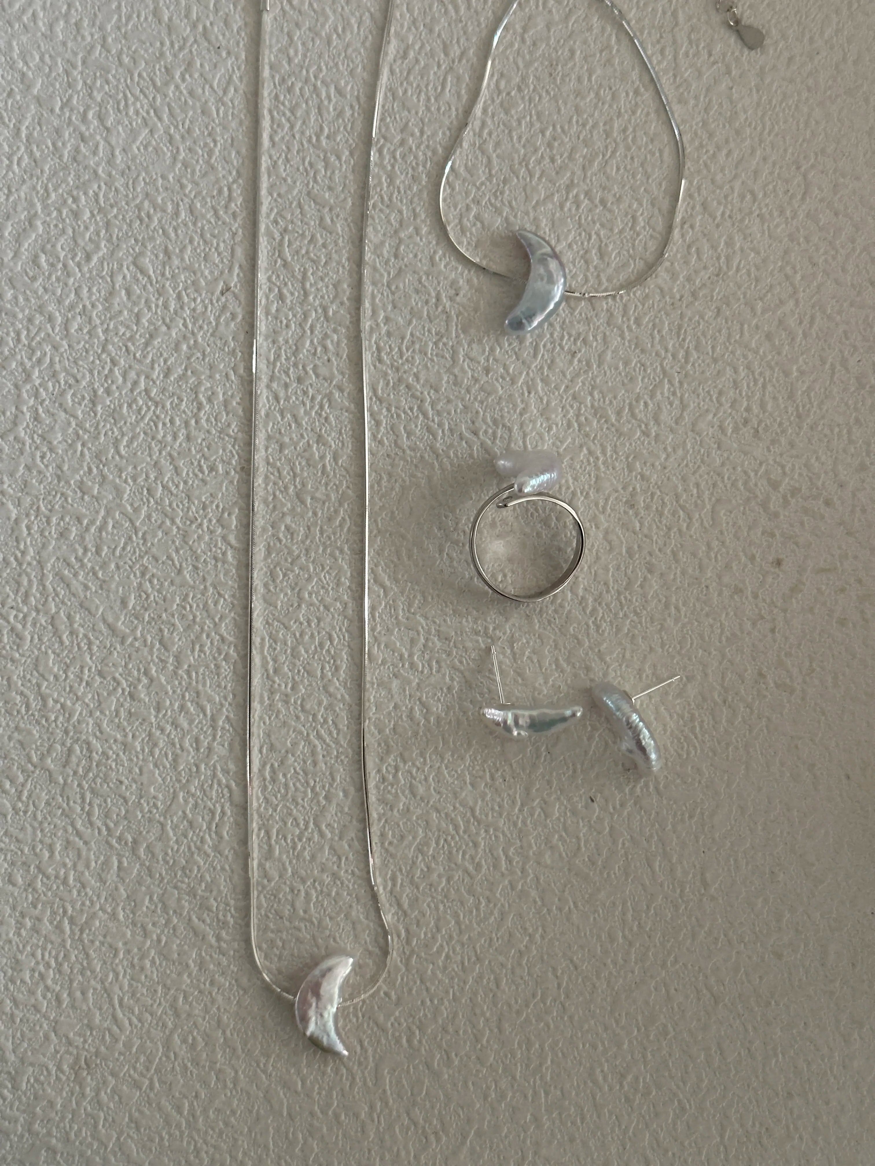 Crescent Baroque Pearl Stud Earrings