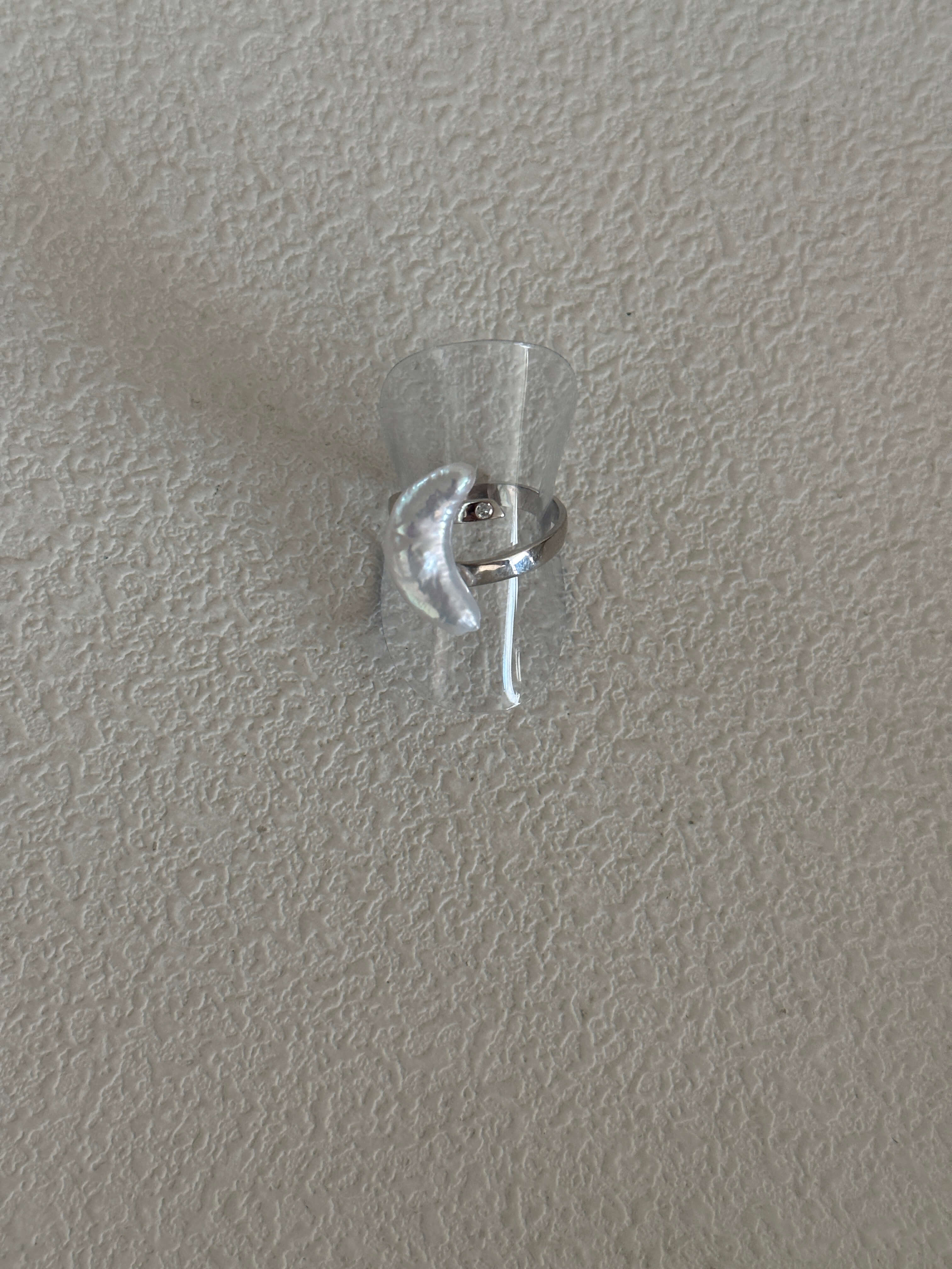 Crescent-Shaped Baroque Pearl Sterling Silver Ring