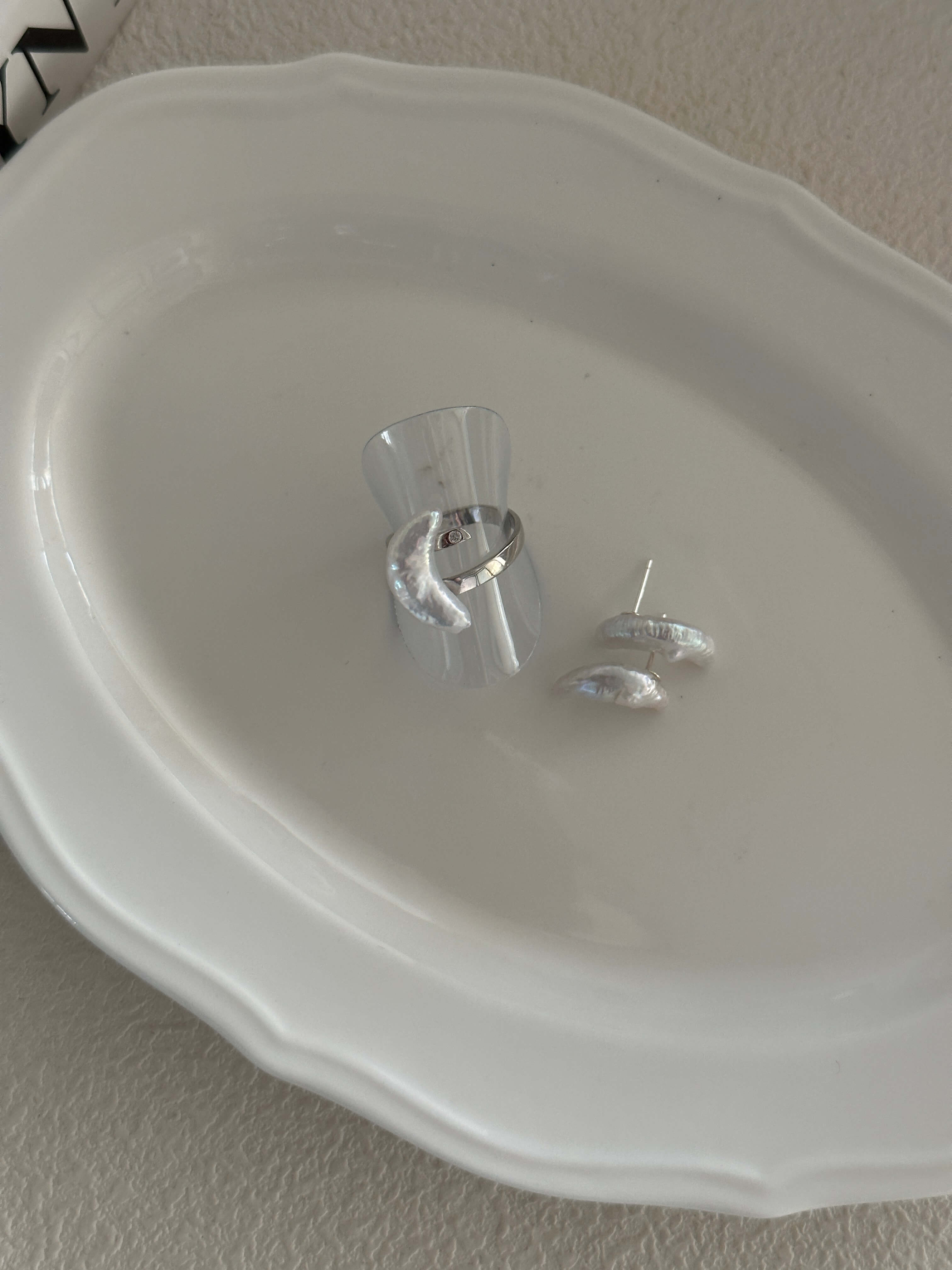 Crescent-Shaped Baroque Pearl Sterling Silver Ring