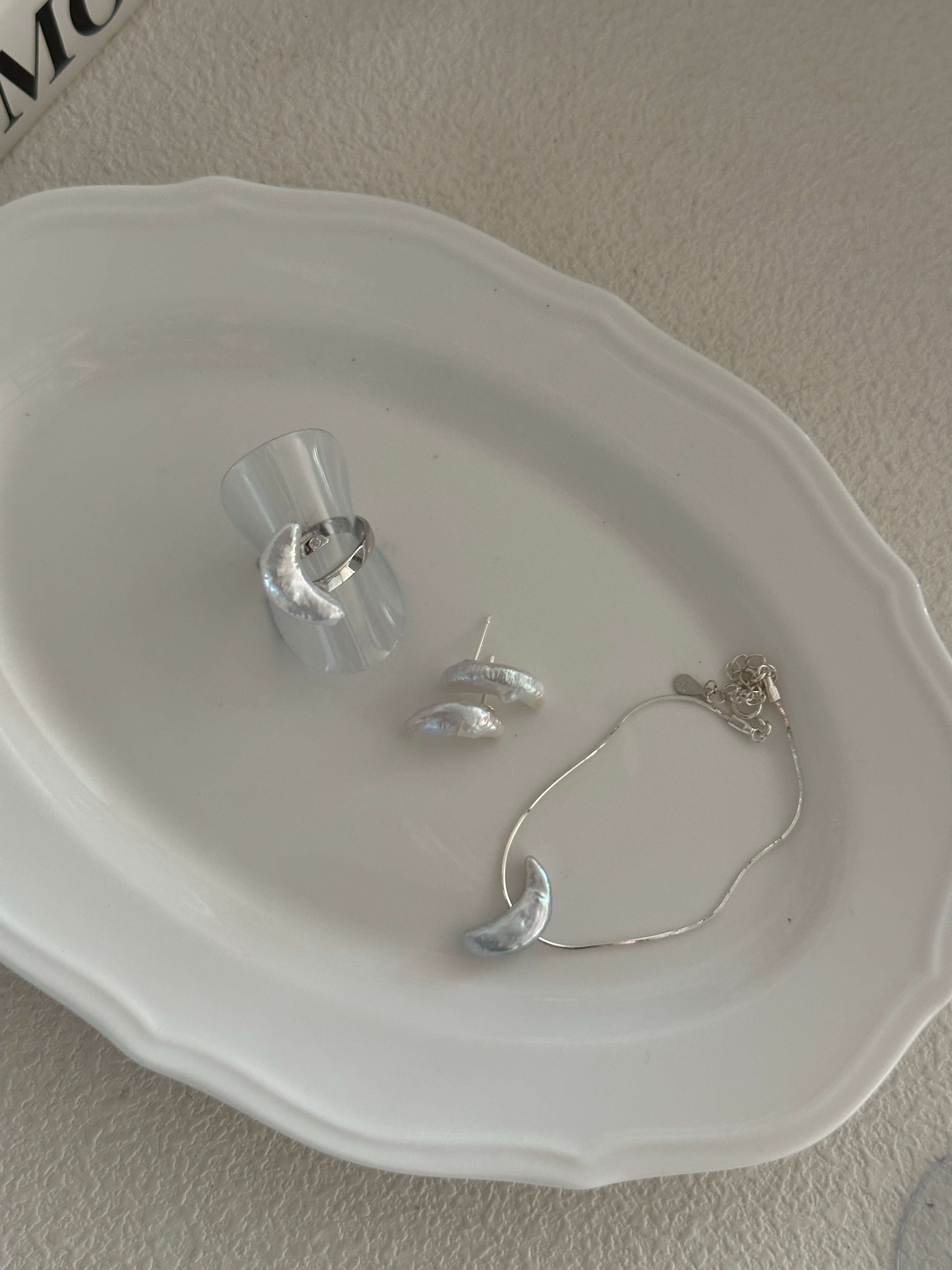 Crescent-Shaped Baroque Pearl Sterling Silver Ring