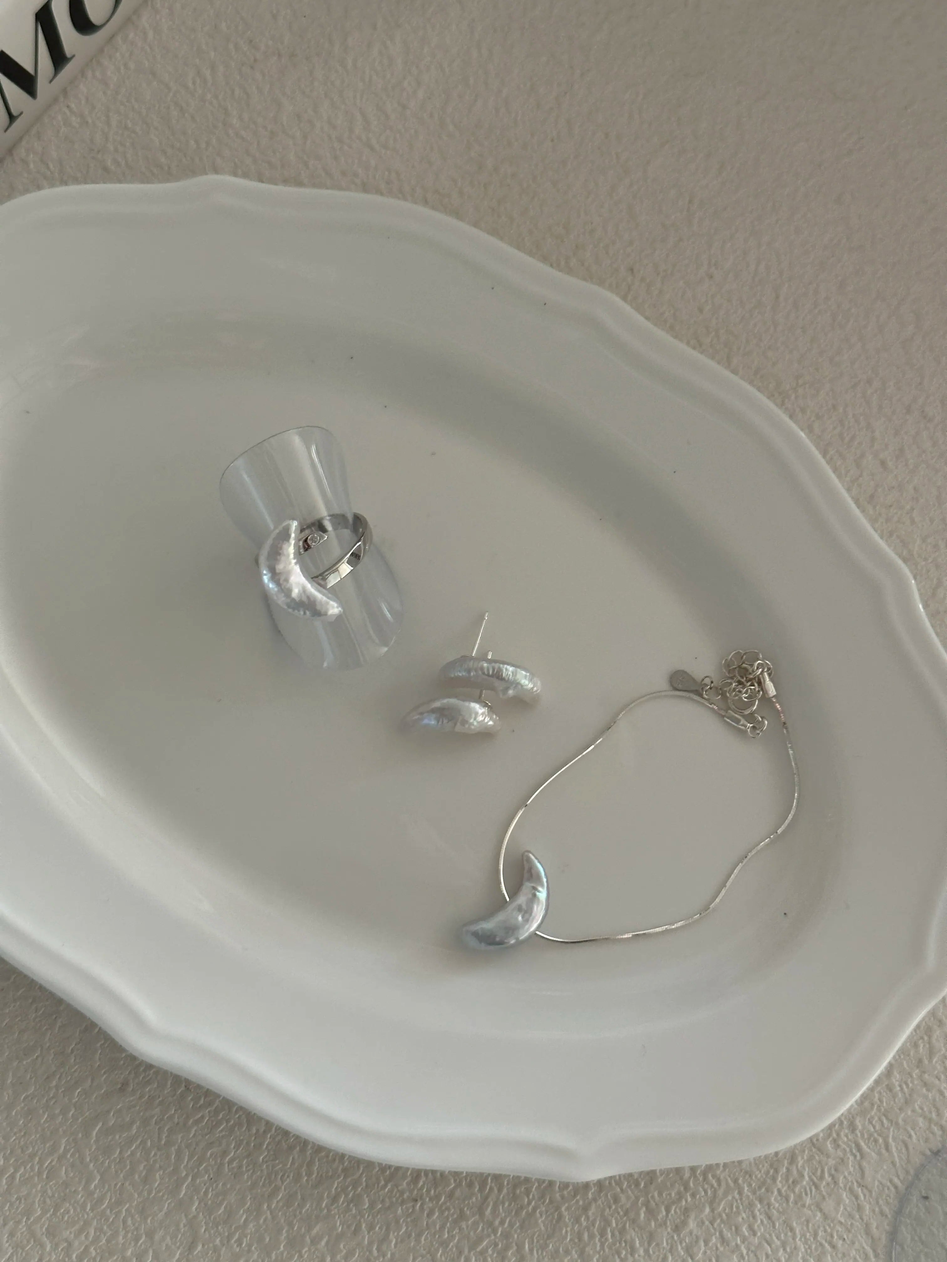 Crescent Baroque Pearl Stud Earrings