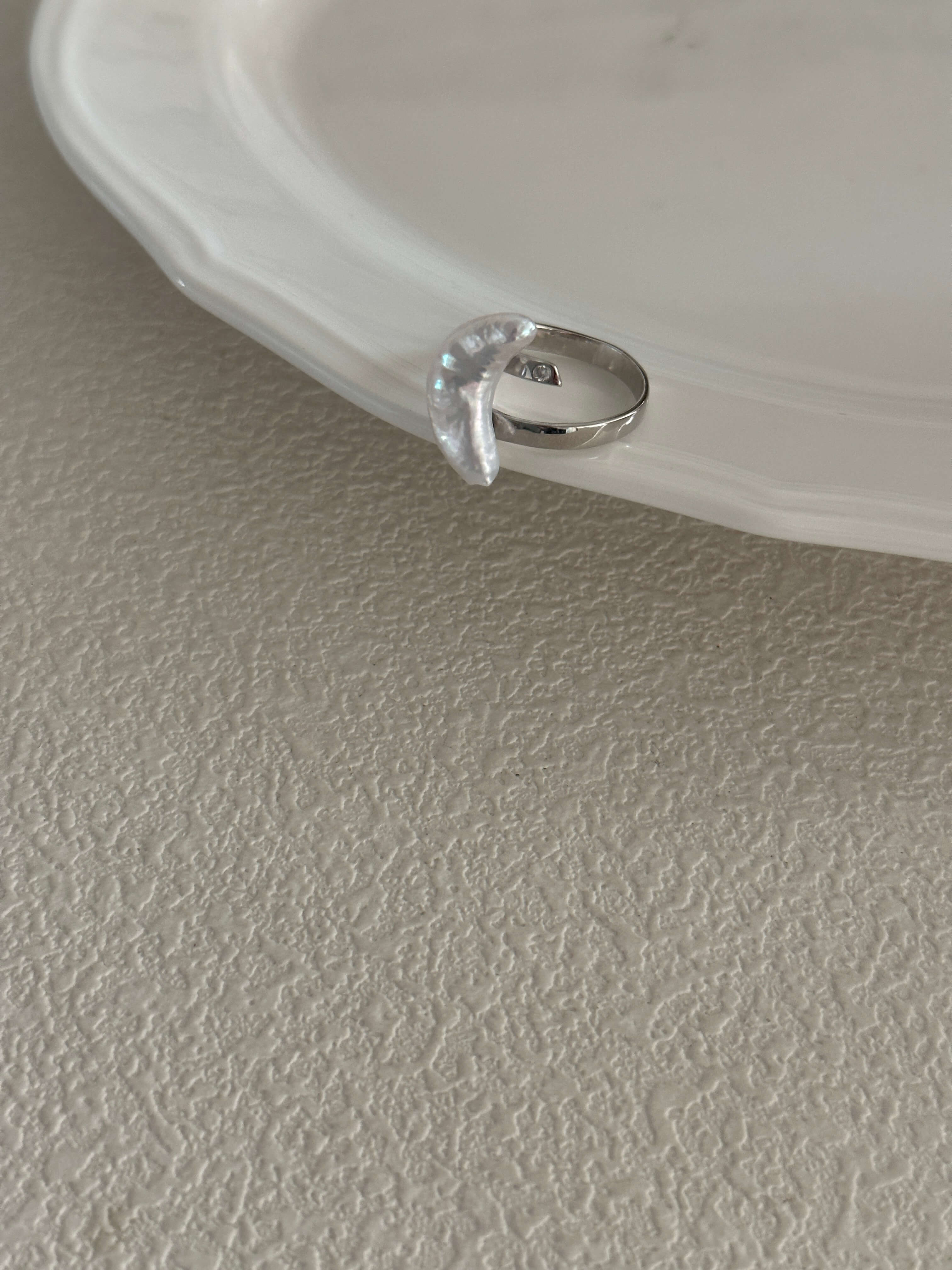 Crescent-Shaped Baroque Pearl Sterling Silver Ring