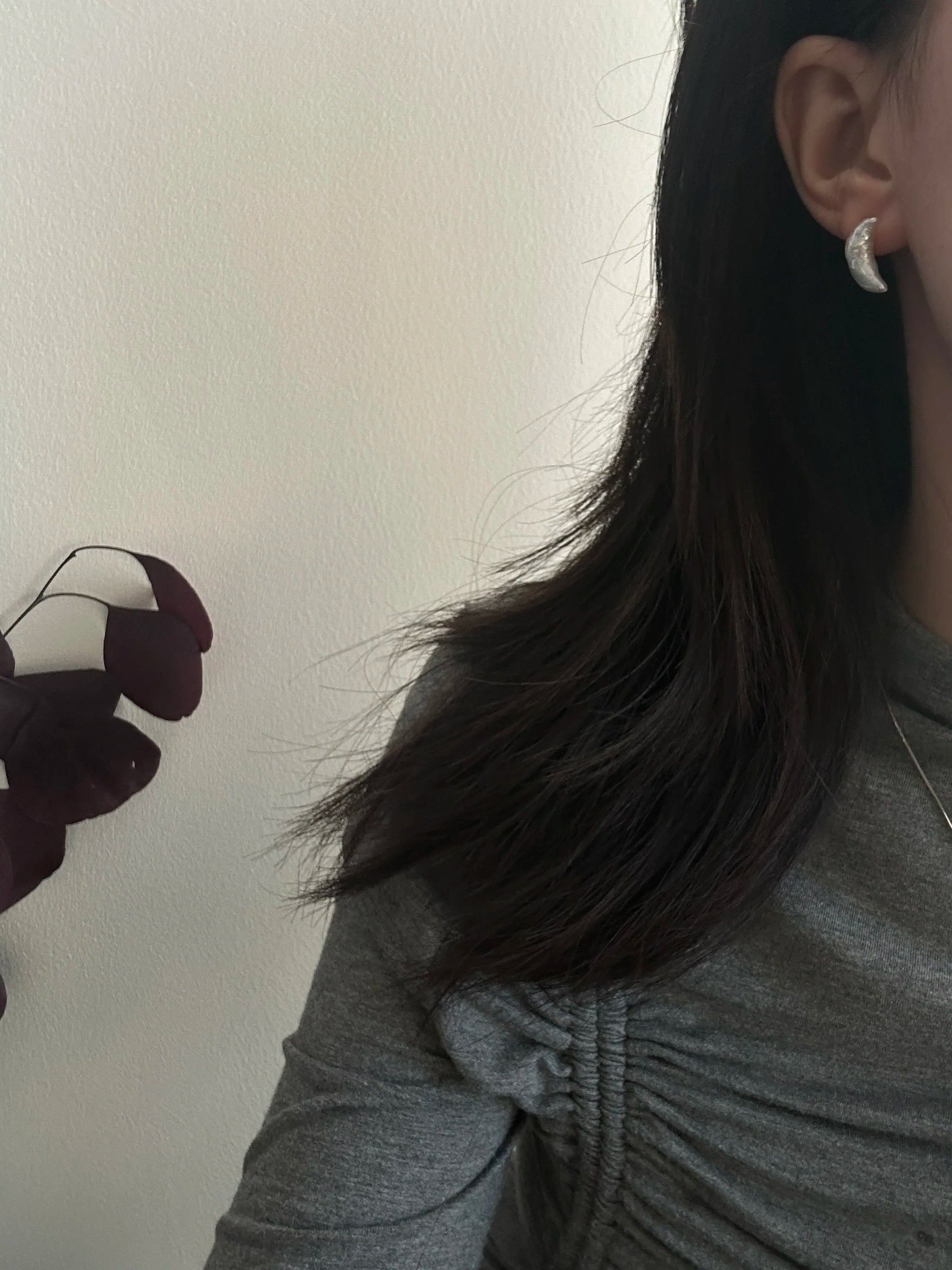 Crescent Baroque Pearl Stud Earrings