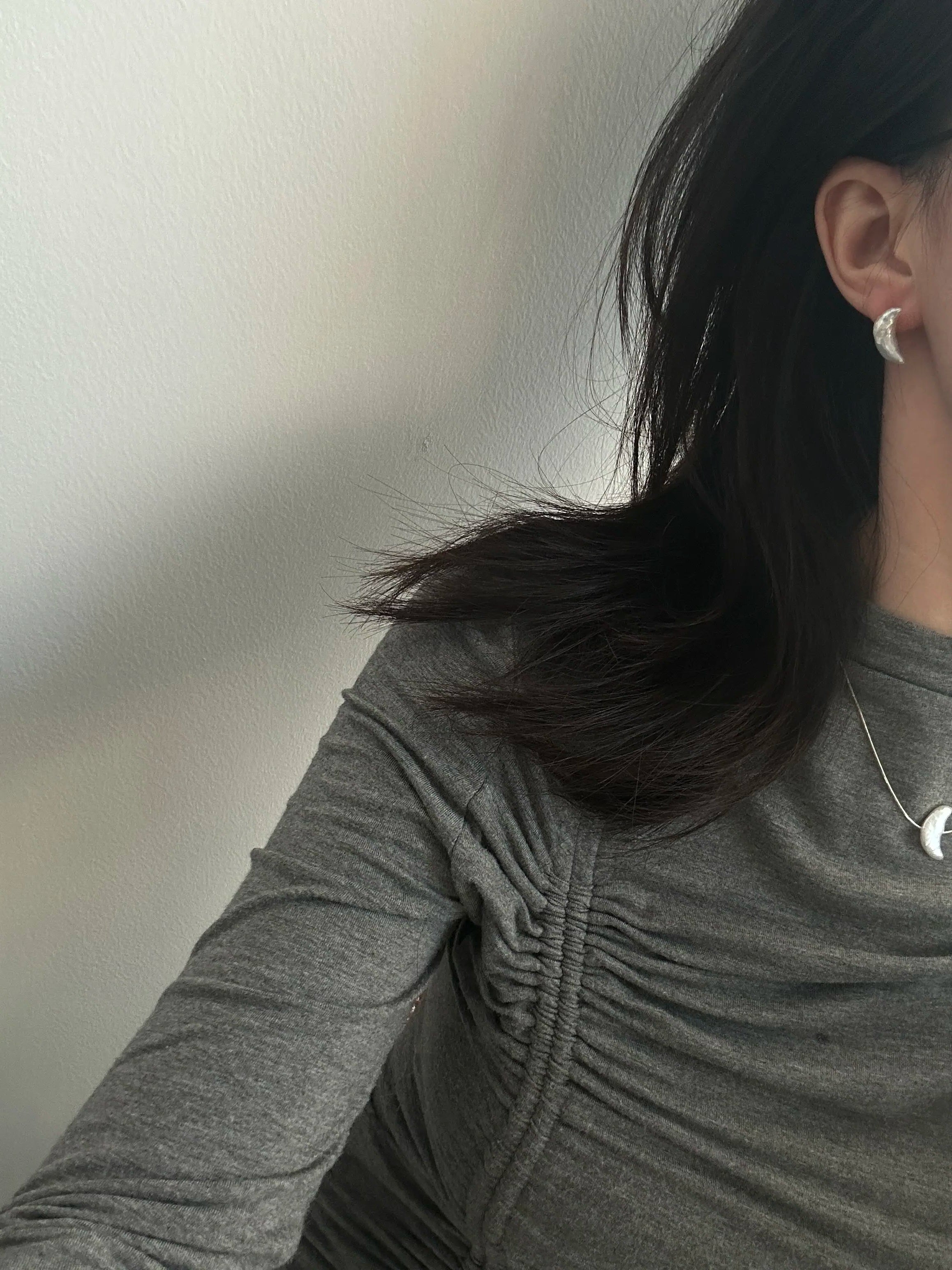 Crescent Baroque Pearl Stud Earrings