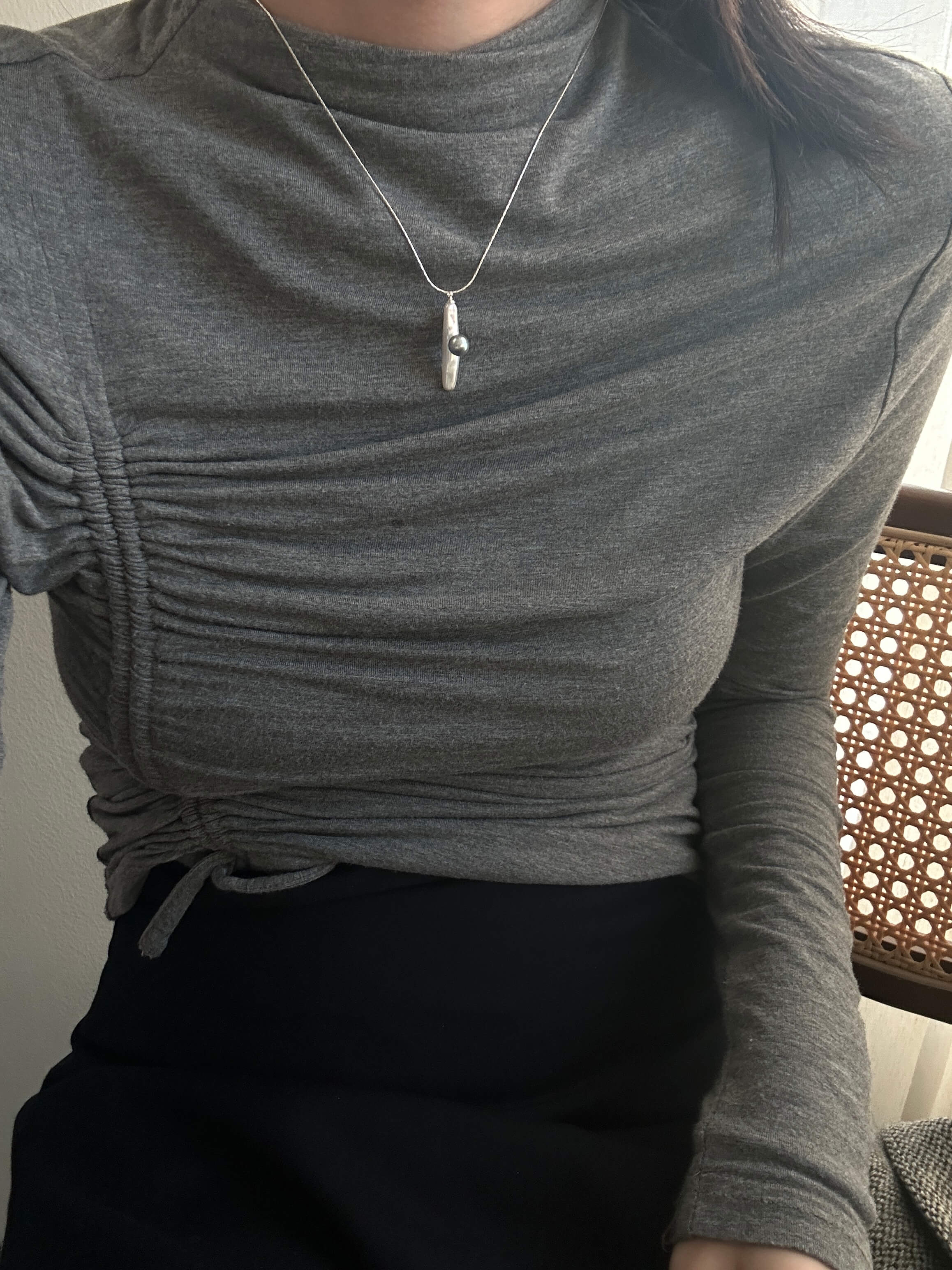 Freshwater Baroque and Akoya Pearl Pendant on Silver Chain