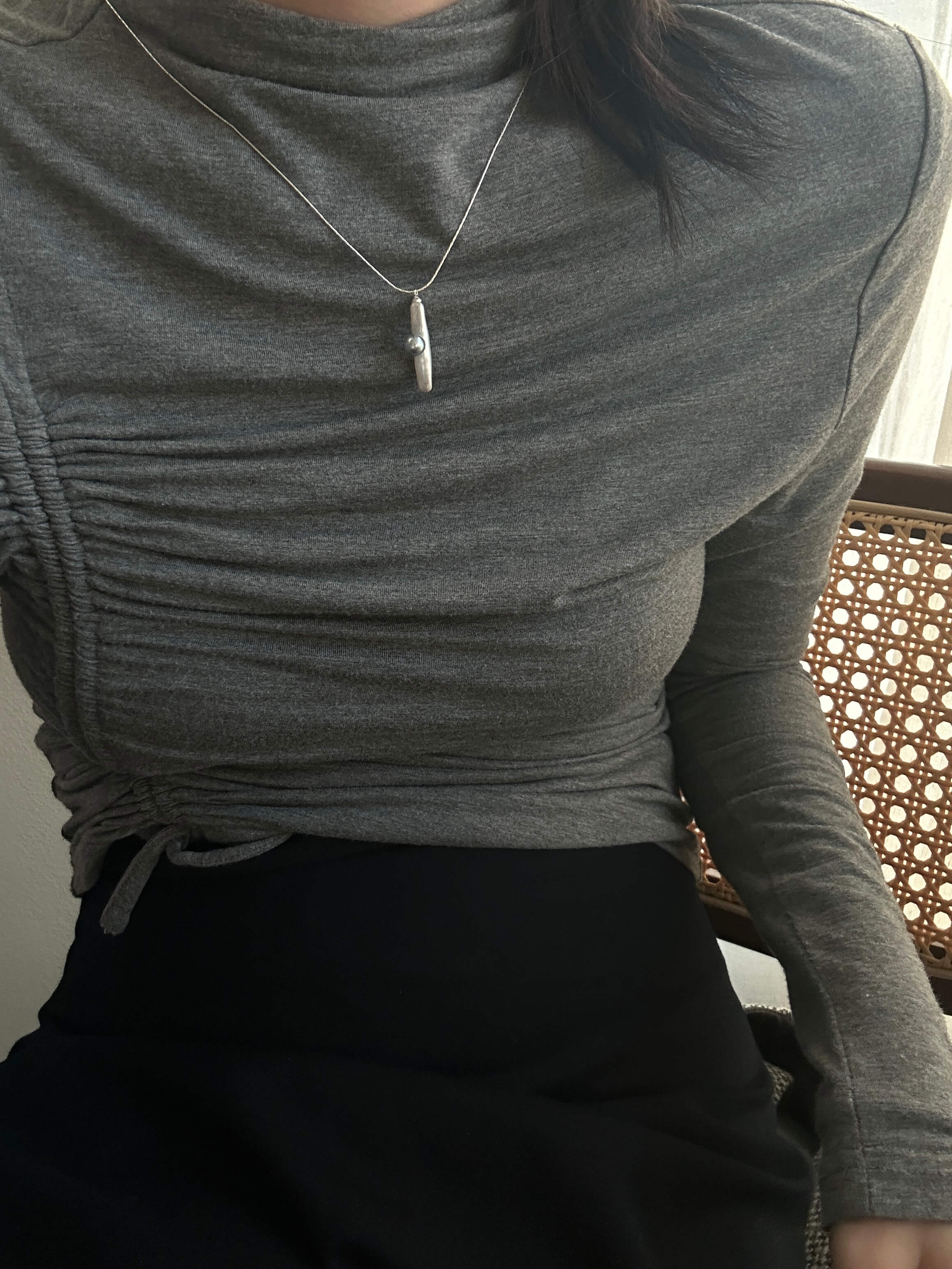 Freshwater Baroque and Akoya Pearl Pendant on Silver Chain