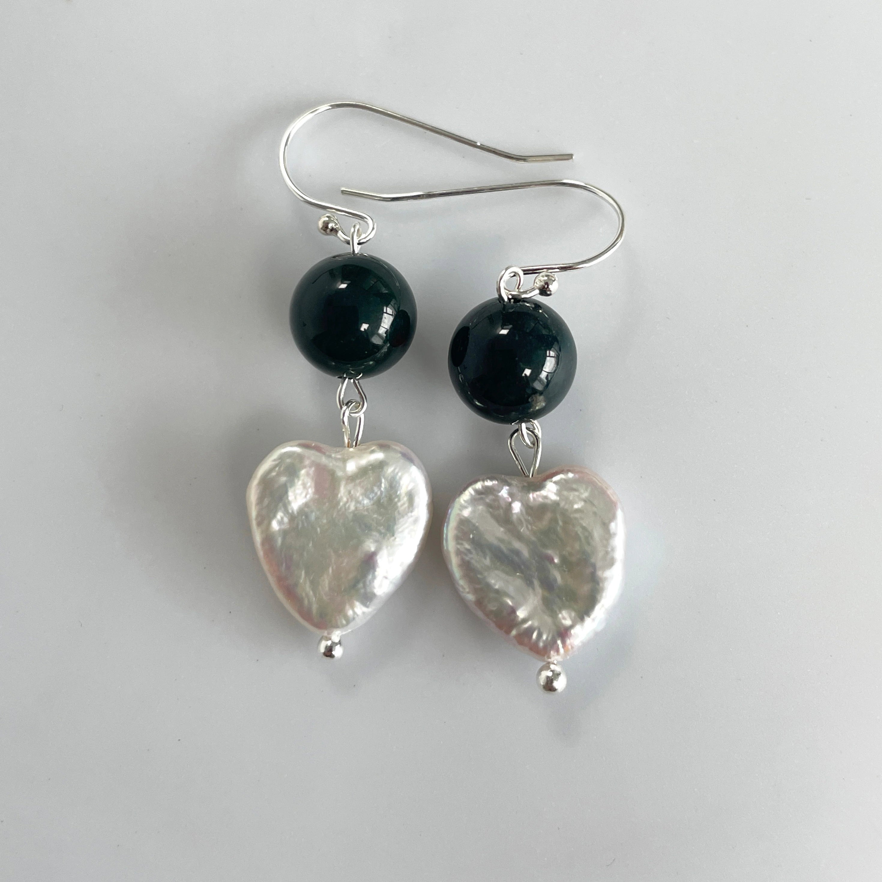 Ocean’s Heart Earrings – Lapis & Heart Pearl Drops