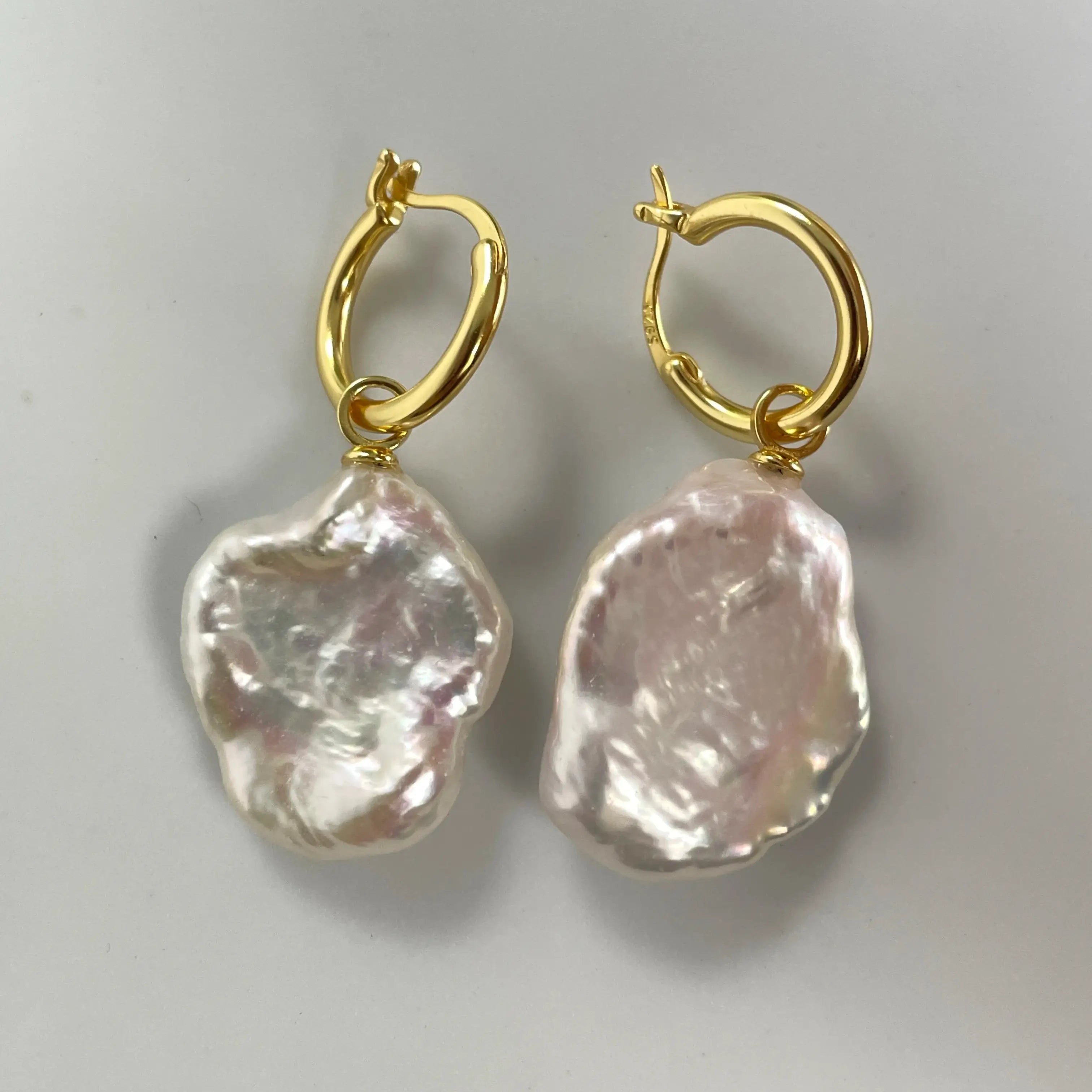 Flora’s Grace Earrings – 18K Gold Petal Baroque Pearls