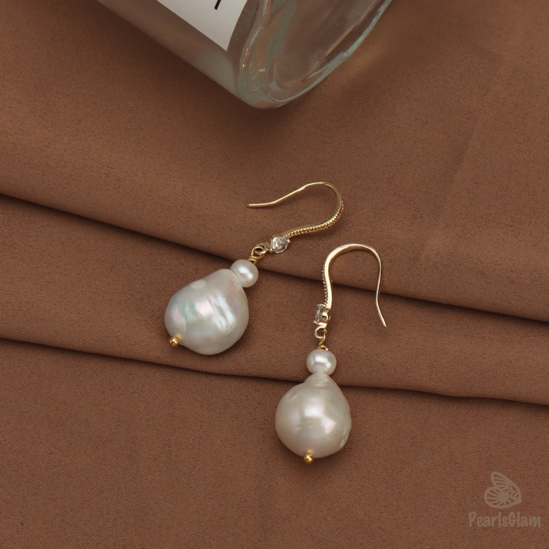 Celeste Drops – Baroque Pearl Dangle Earrings