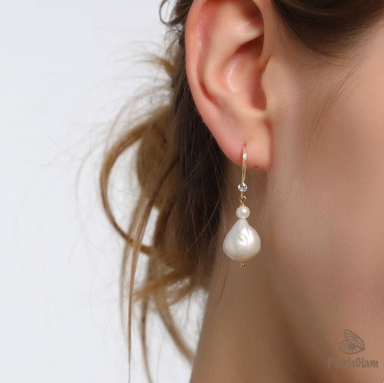 Celeste Drops – Baroque Pearl Dangle Earrings