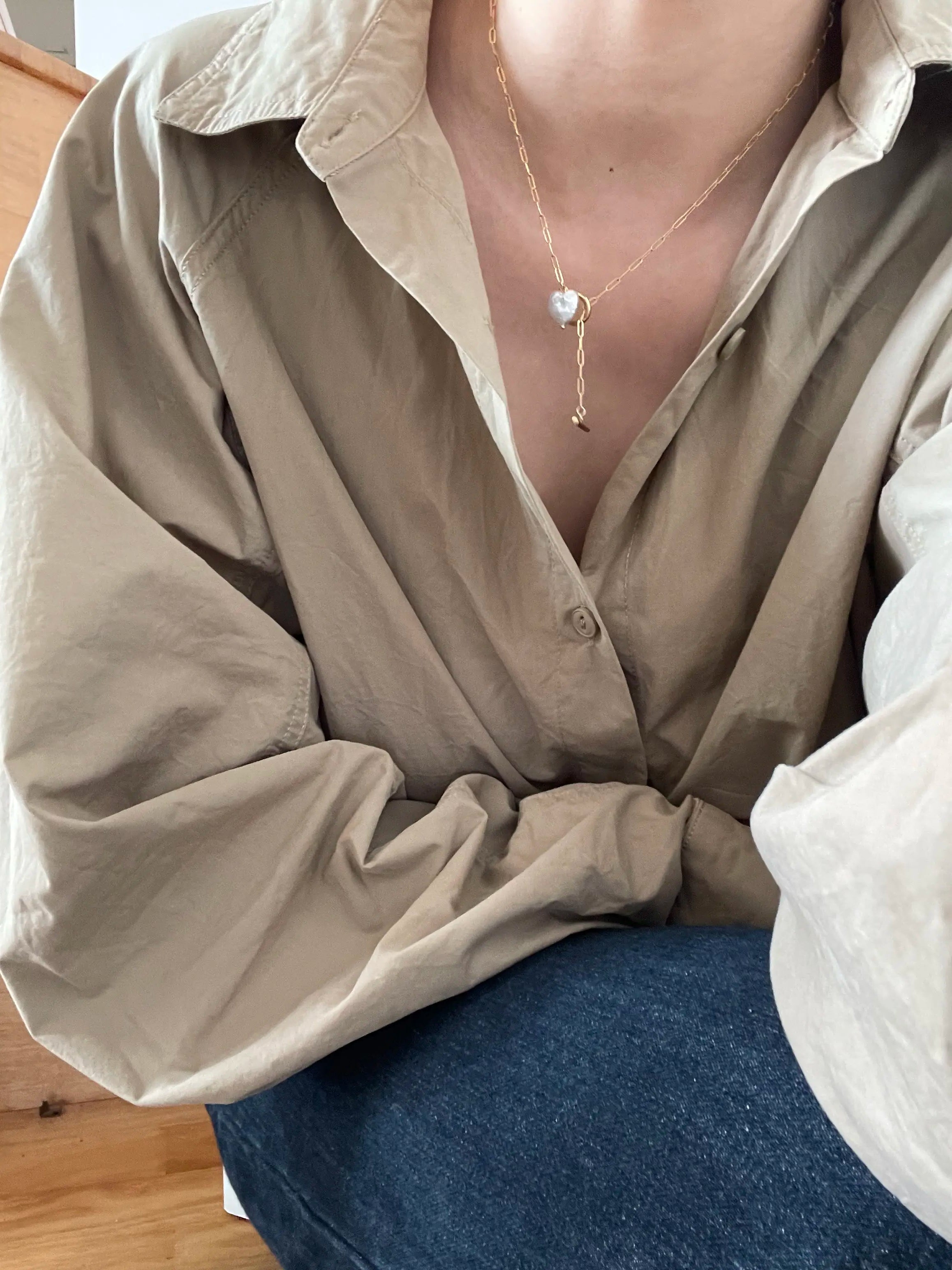 Heart-Shaped Baroque Pearl Pendant Necklace with OT Clasp