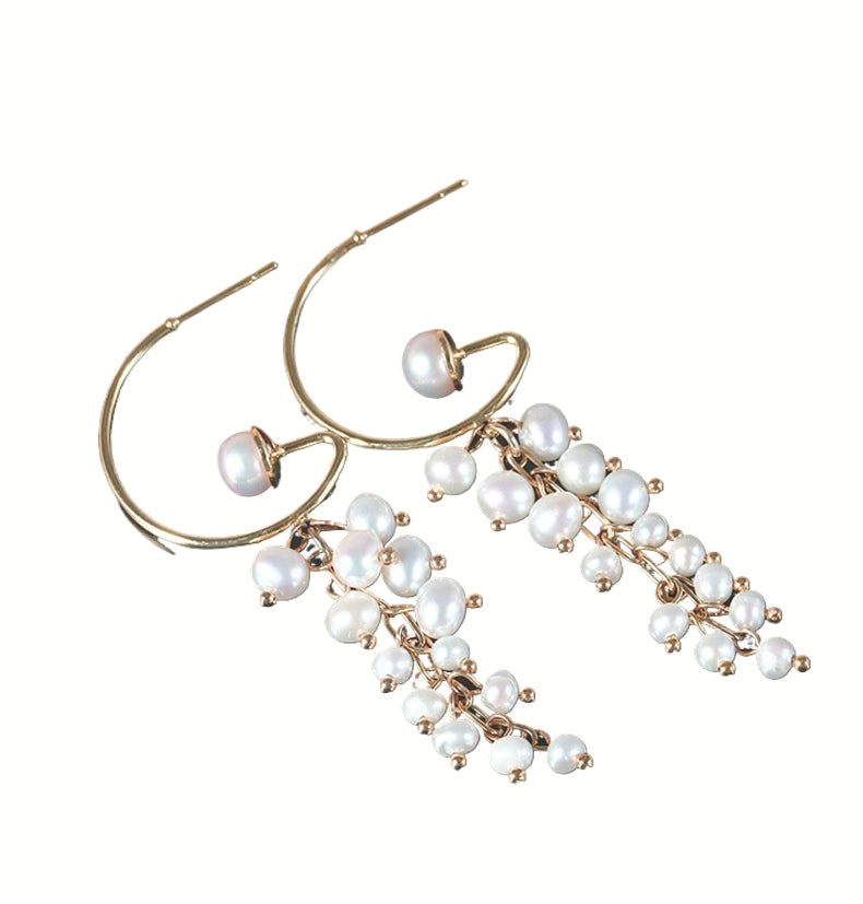 Grape Shape Pearl Drop Earrings