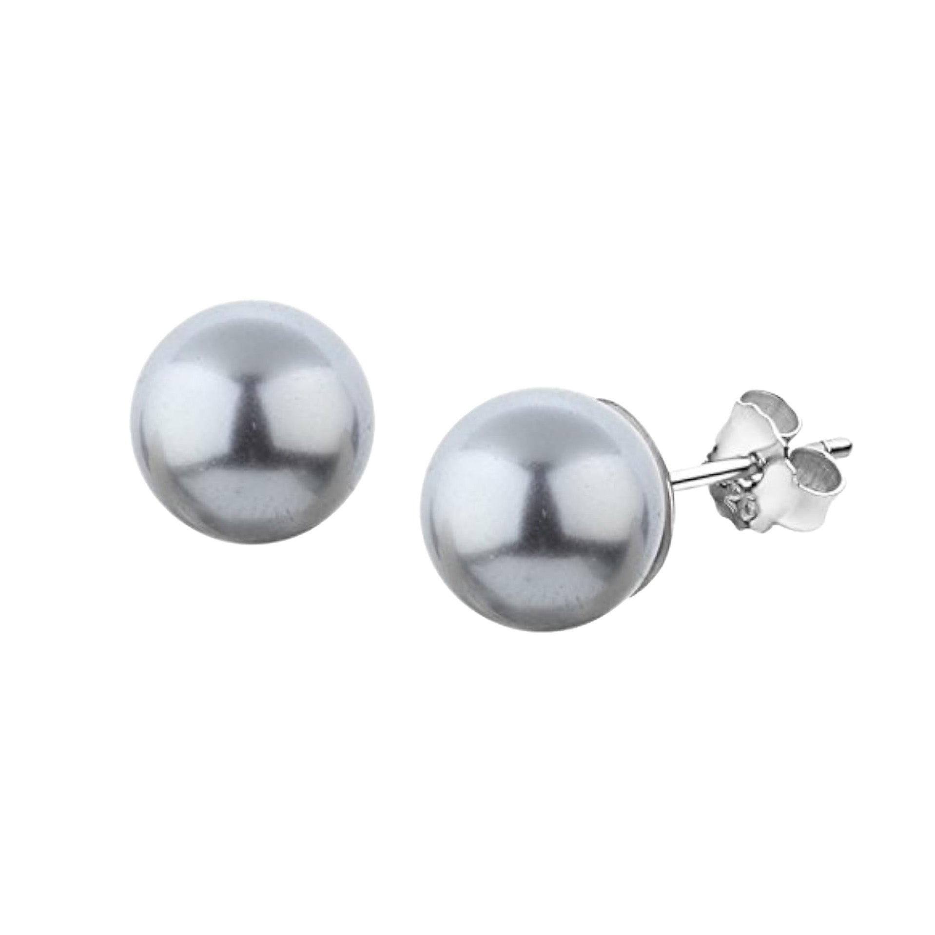 8mm Freshwater Pearl Stud Earrings- Gray