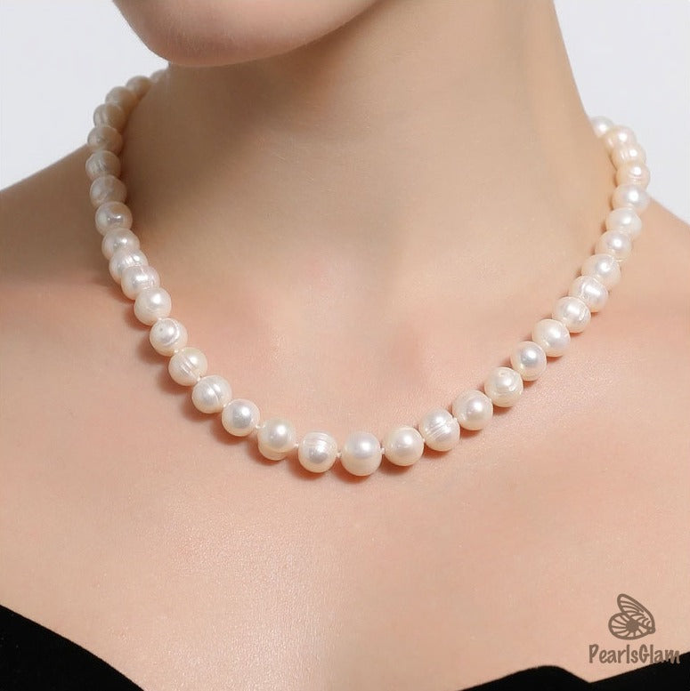 Elegant 9mm Circle Freshwater Pearl Necklace – Best Gift | PearlsGlam