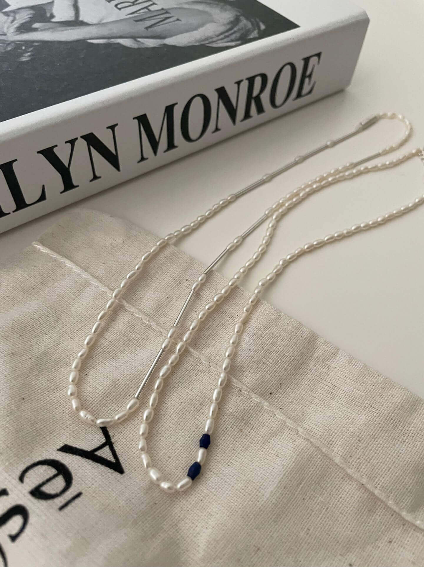 Pearl and Silver Tube Necklace