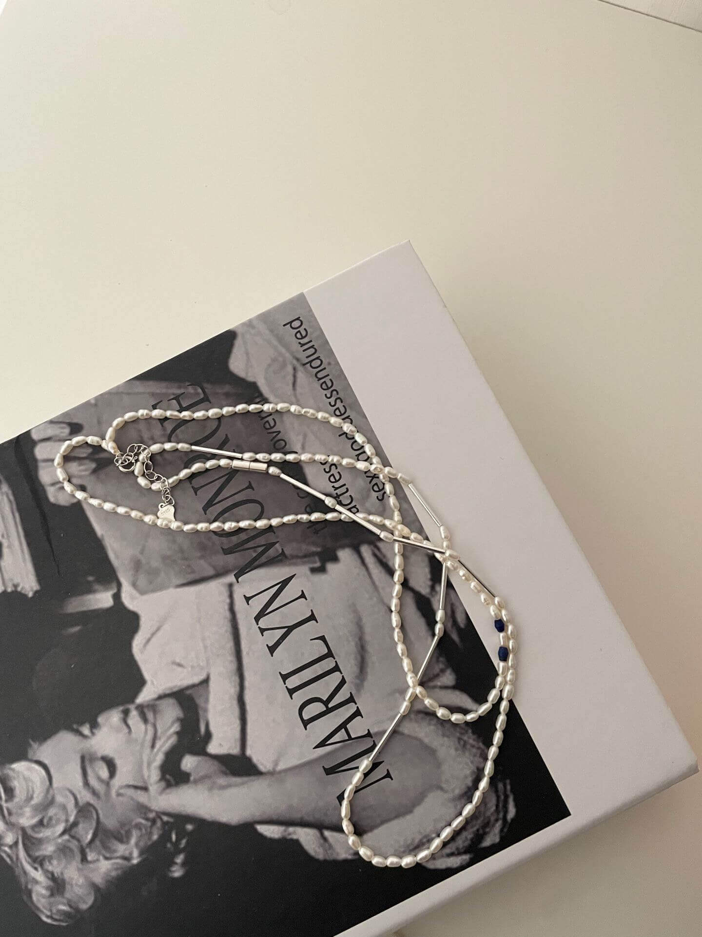 Pearl and Silver Tube Necklace