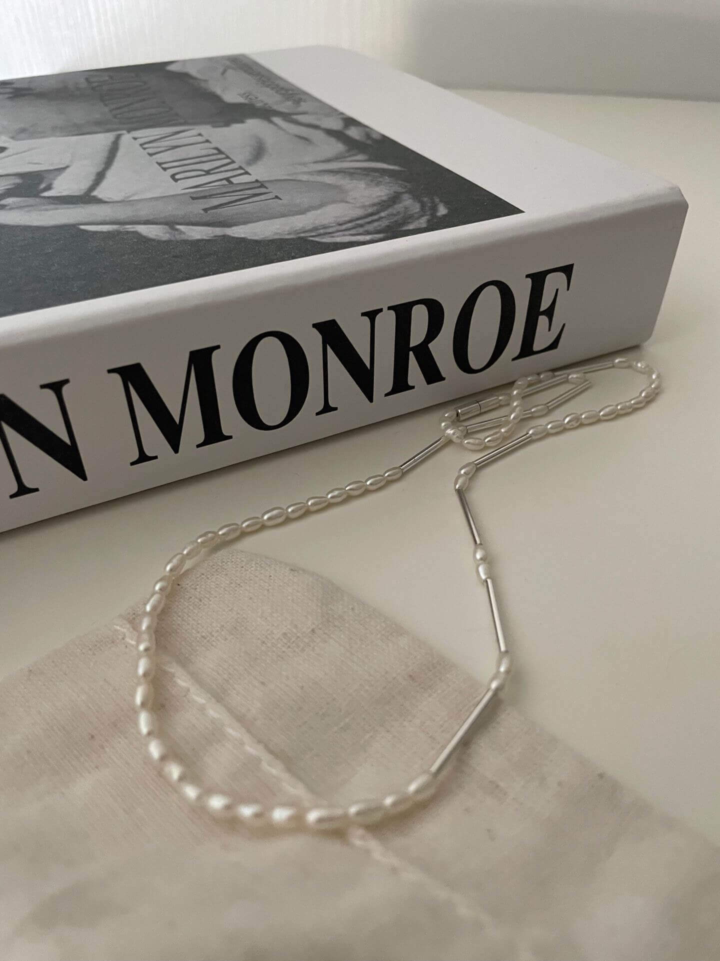 Pearl and Silver Tube Necklace