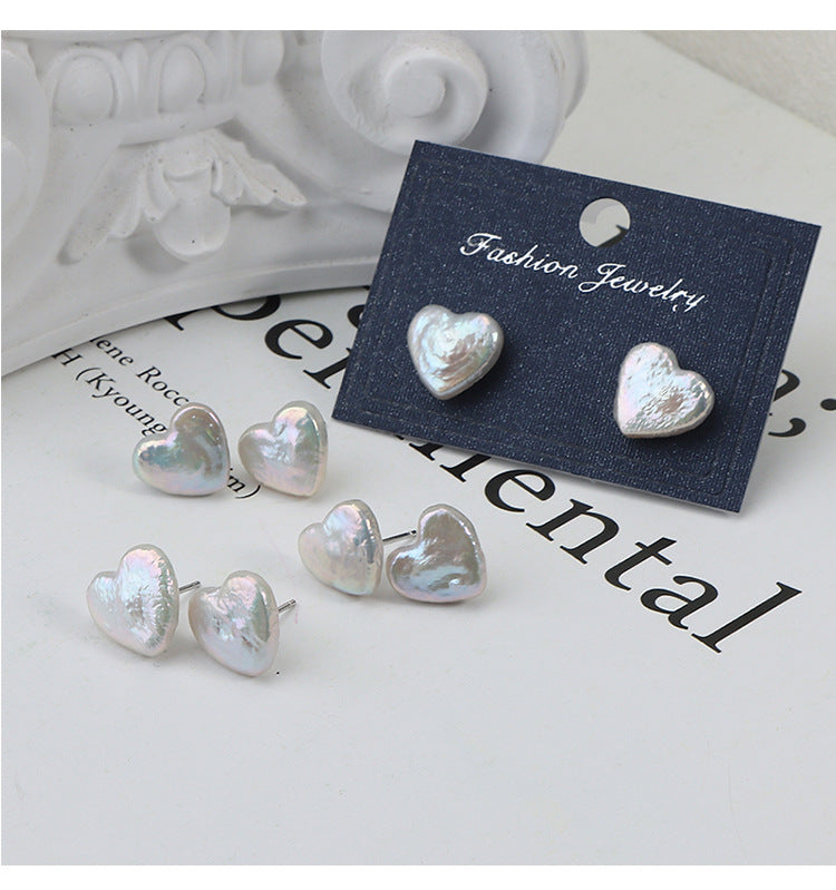 Baroque Heart Freshwater Pearl Stud Earrings