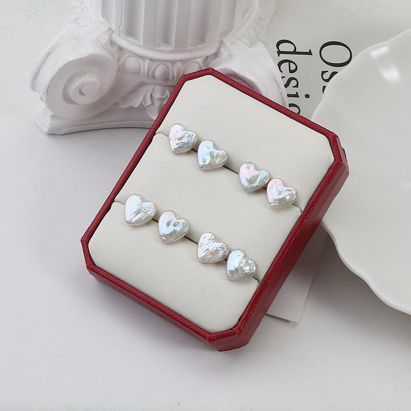 Baroque Heart Freshwater Pearl Stud Earrings